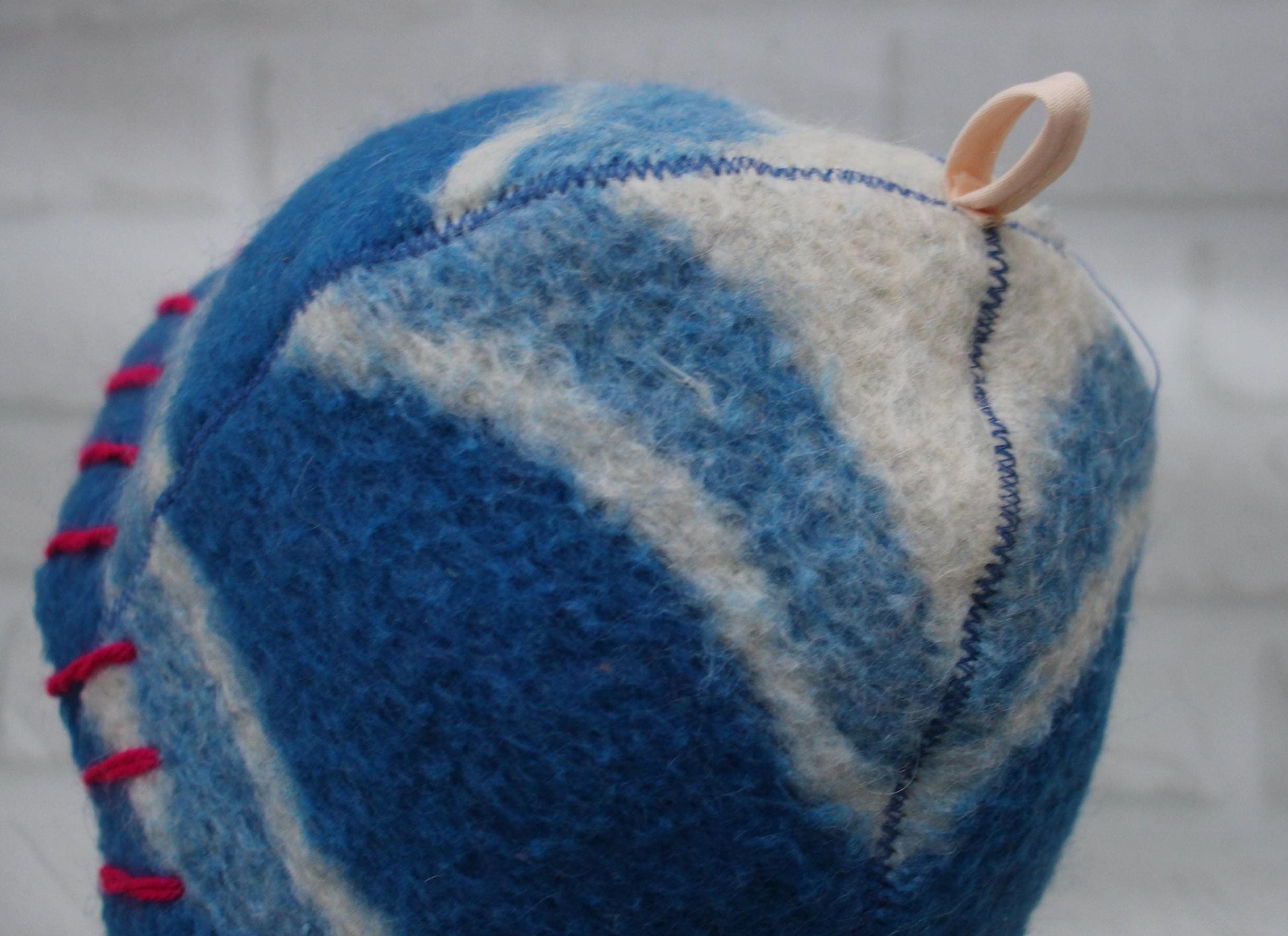 Wool Sauna Hat for Bath, Handmade blue Banya Hat.