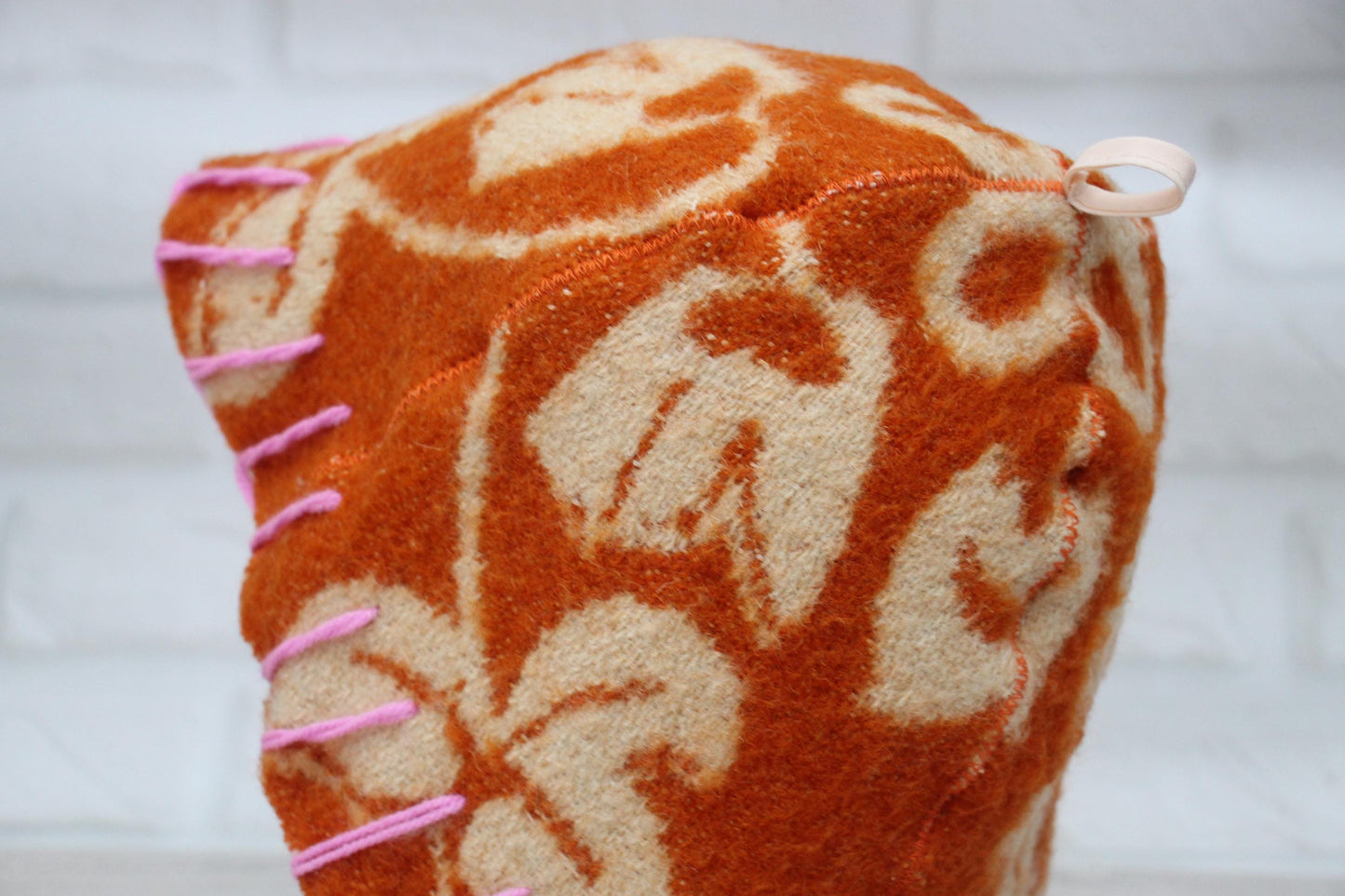 100% wool sauna hat thick,thick large hat for a bath,organic sauna hat,sauna brown hat cool,handmade banya hat vegan, embrodiered sauna hat.