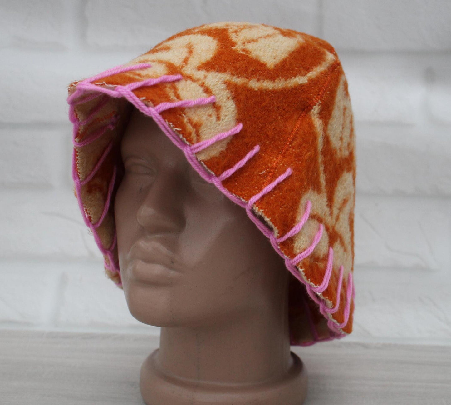 100% wool sauna hat thick,thick large hat for a bath,organic sauna hat,sauna brown hat cool,handmade banya hat vegan, embrodiered sauna hat.