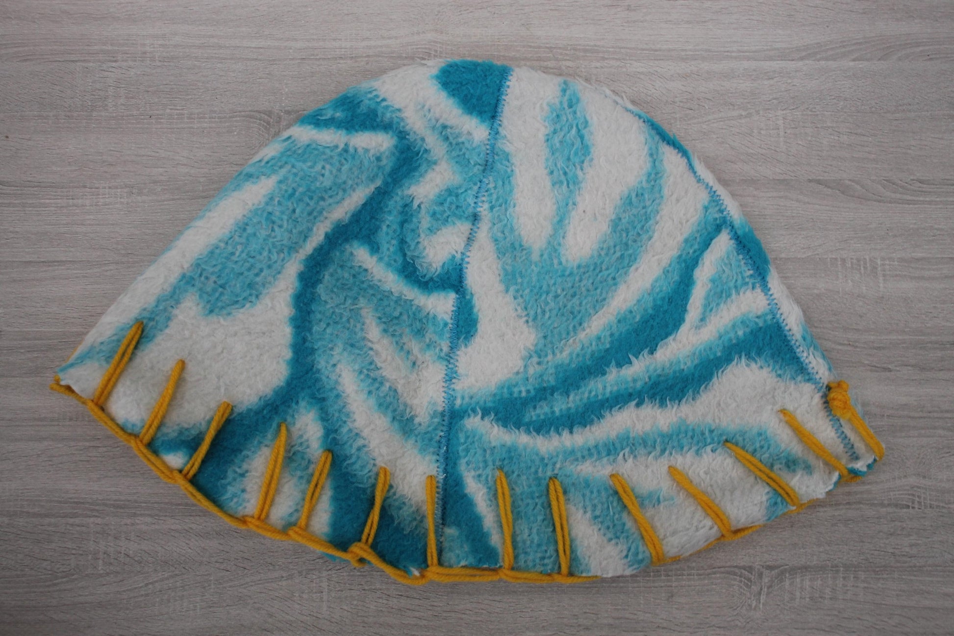 Wool Sauna Hat for Bath, Handmade blue Banya Hat.