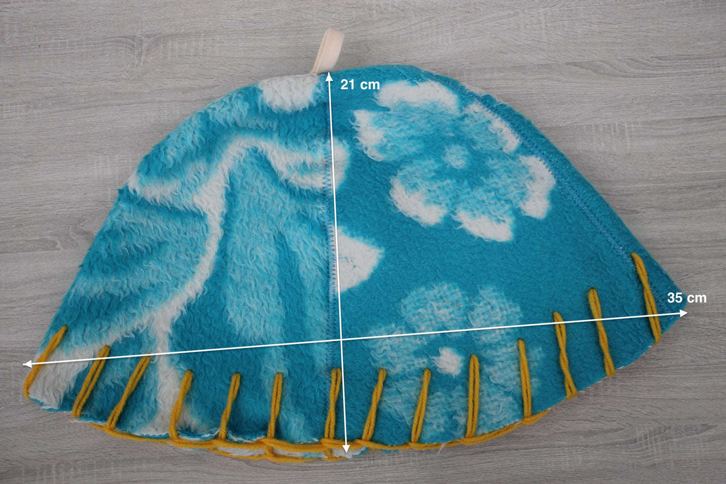 Wool Sauna Hat for Bath, Handmade blue Banya Hat.