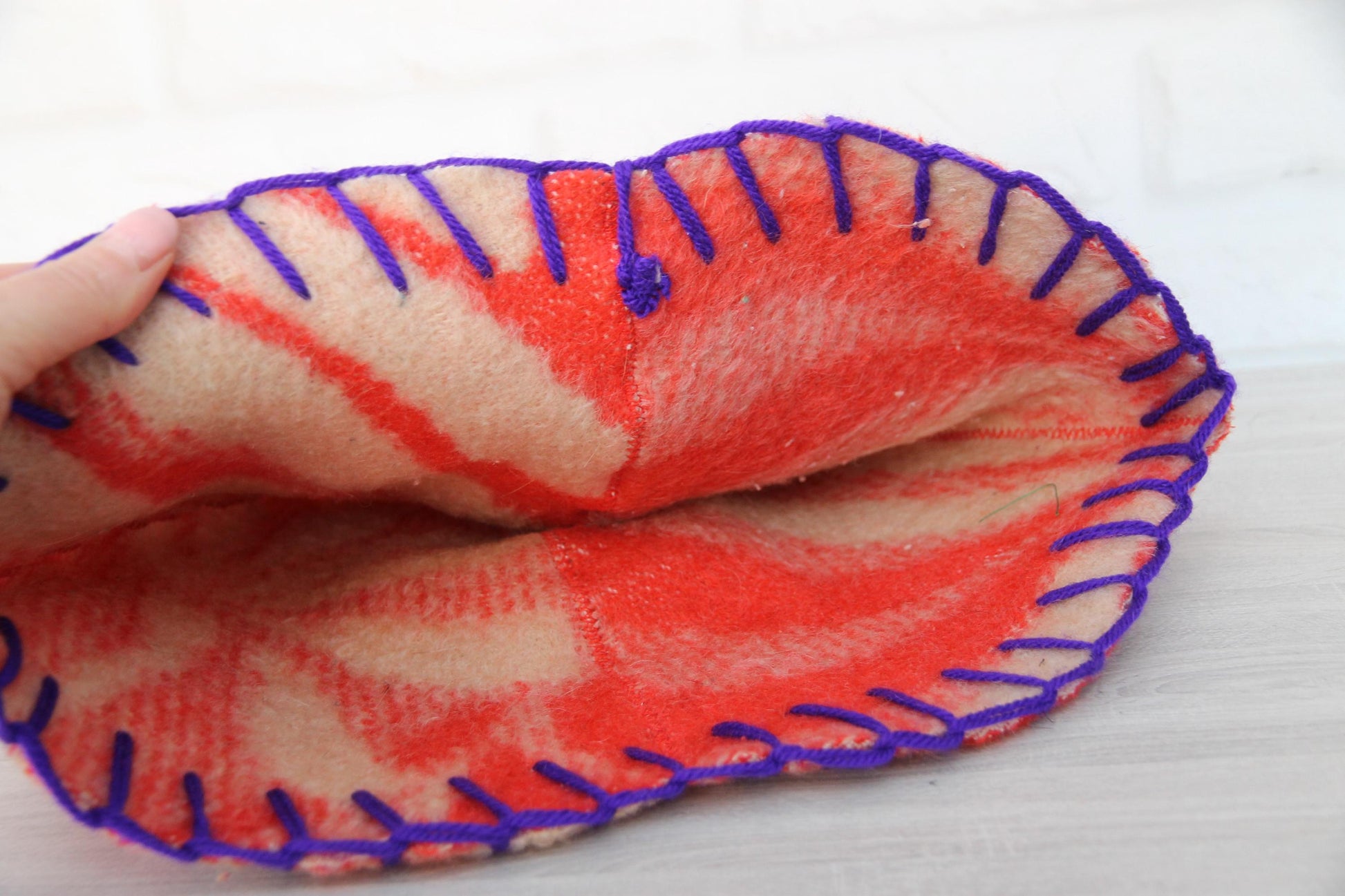 Wool Sauna Hat for Bath, Handmade red Banya Hat.