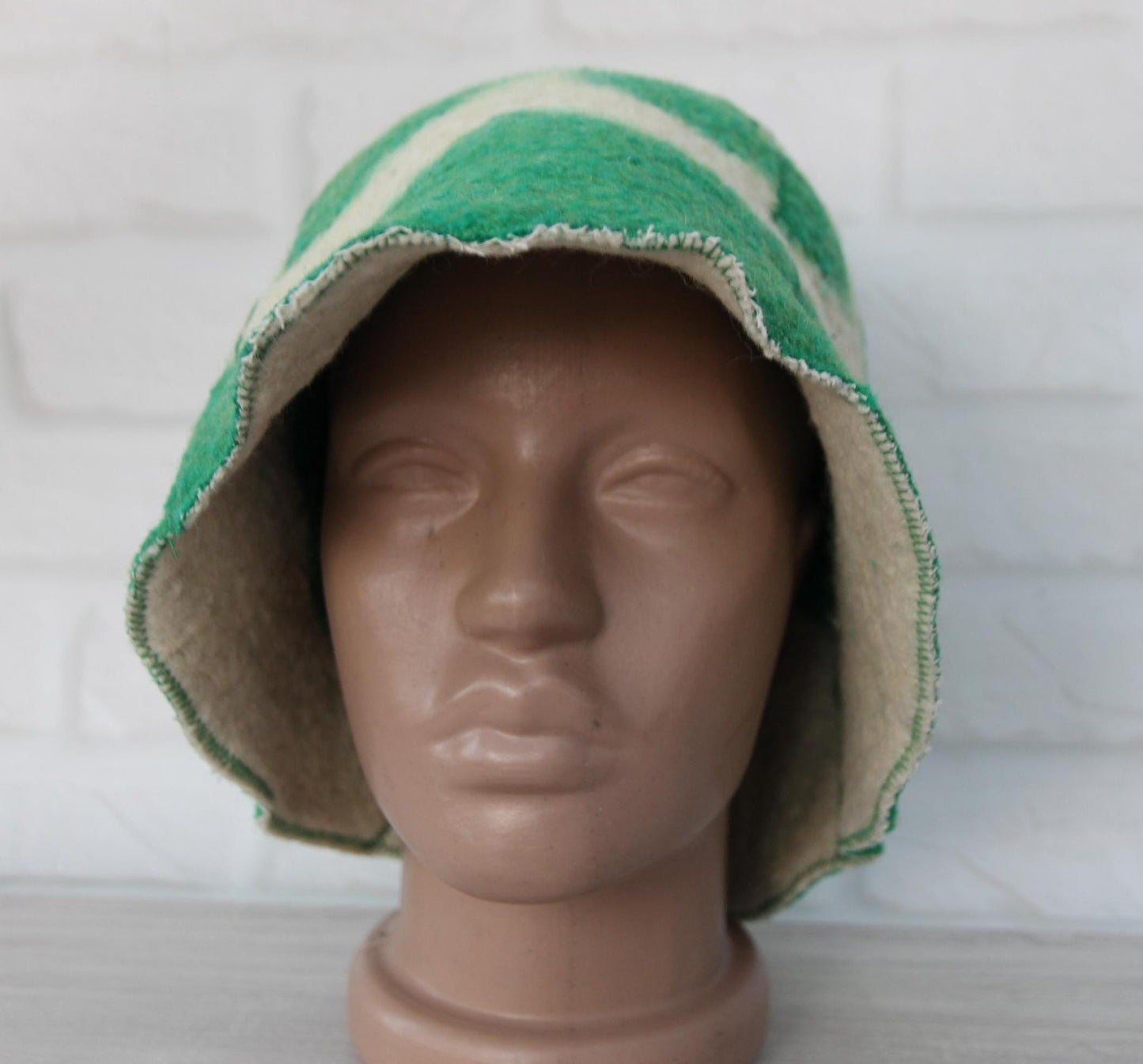 Sauna hat wool, green banya hat, sauna accessories, flower wool sauna hat, custom felt sauna hat, bucket hat, double-sided hat
