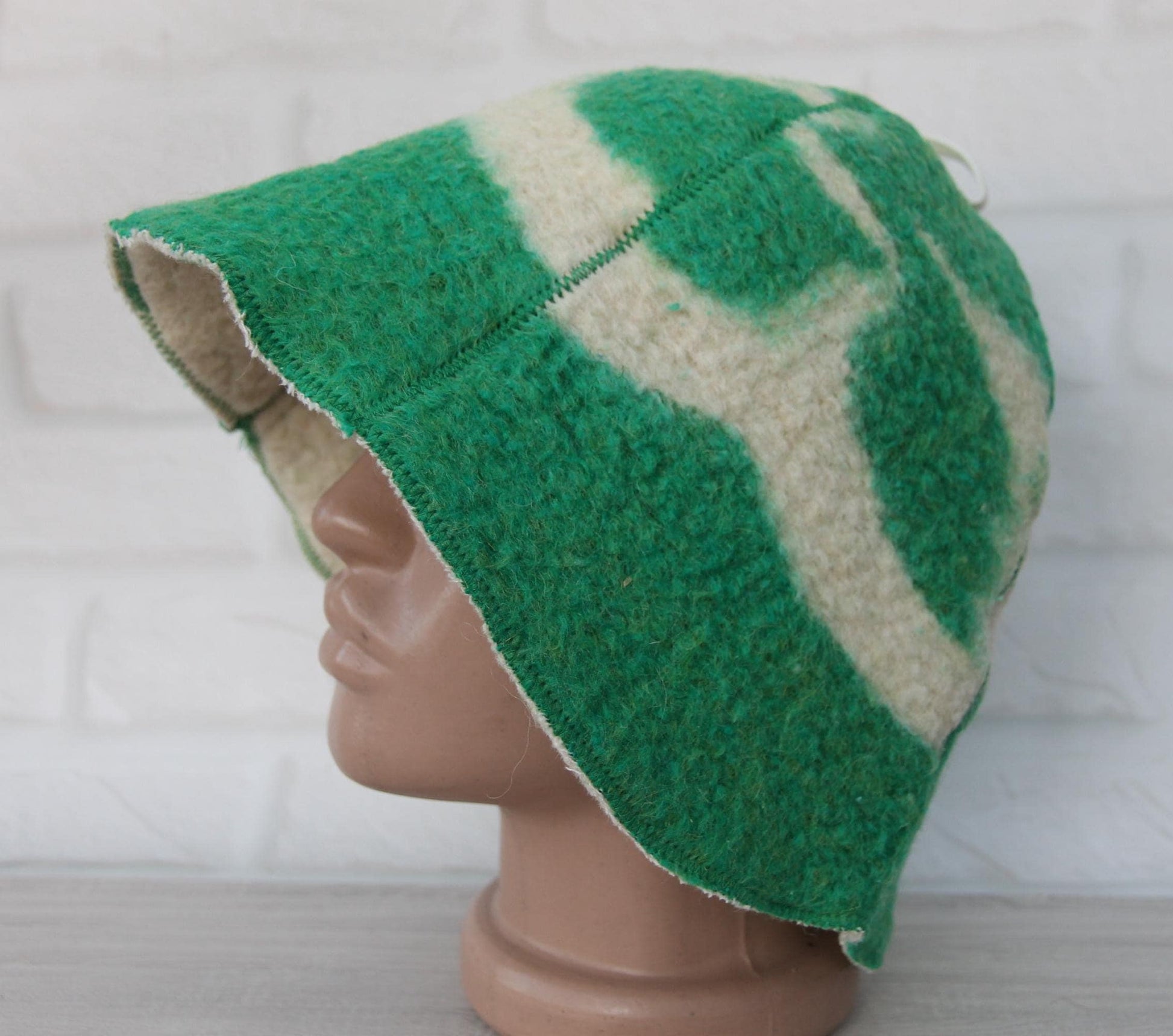 Sauna hat wool, green banya hat, sauna accessories, flower wool sauna hat, custom felt sauna hat, bucket hat, double-sided hat