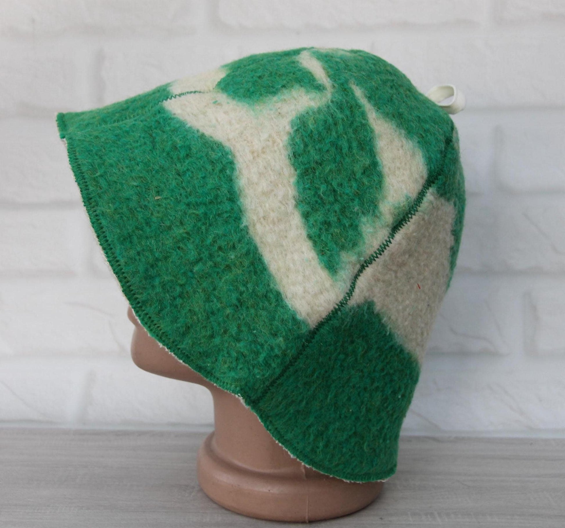 Sauna hat wool, green banya hat, sauna accessories, flower wool sauna hat, custom felt sauna hat, bucket hat, double-sided hat