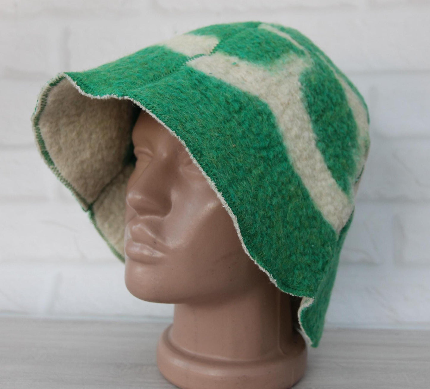 Sauna hat wool, green banya hat, sauna accessories, flower wool sauna hat, custom felt sauna hat, bucket hat, double-sided hat