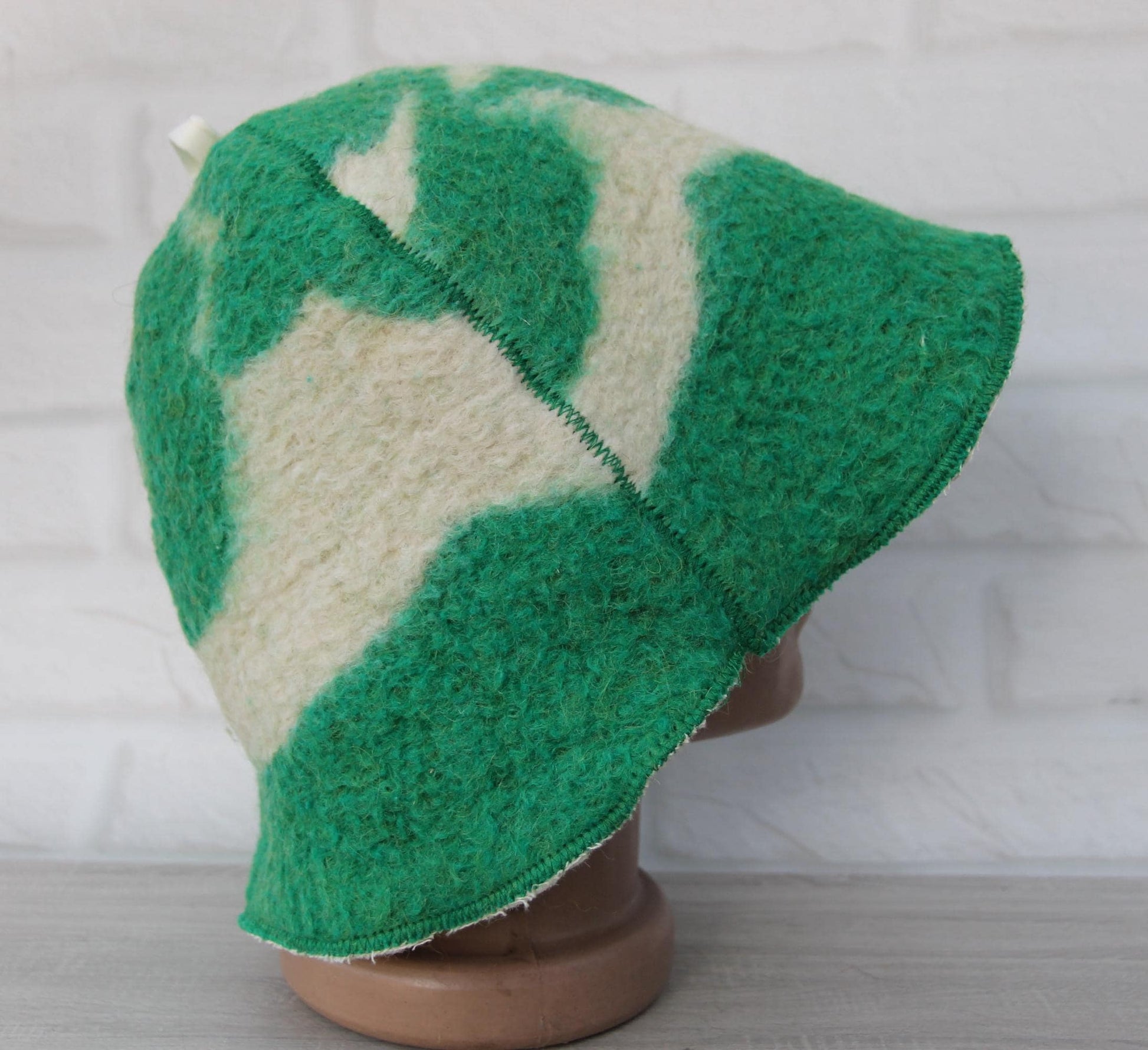 Sauna hat wool, green banya hat, sauna accessories, flower wool sauna hat, custom felt sauna hat, bucket hat, double-sided hat