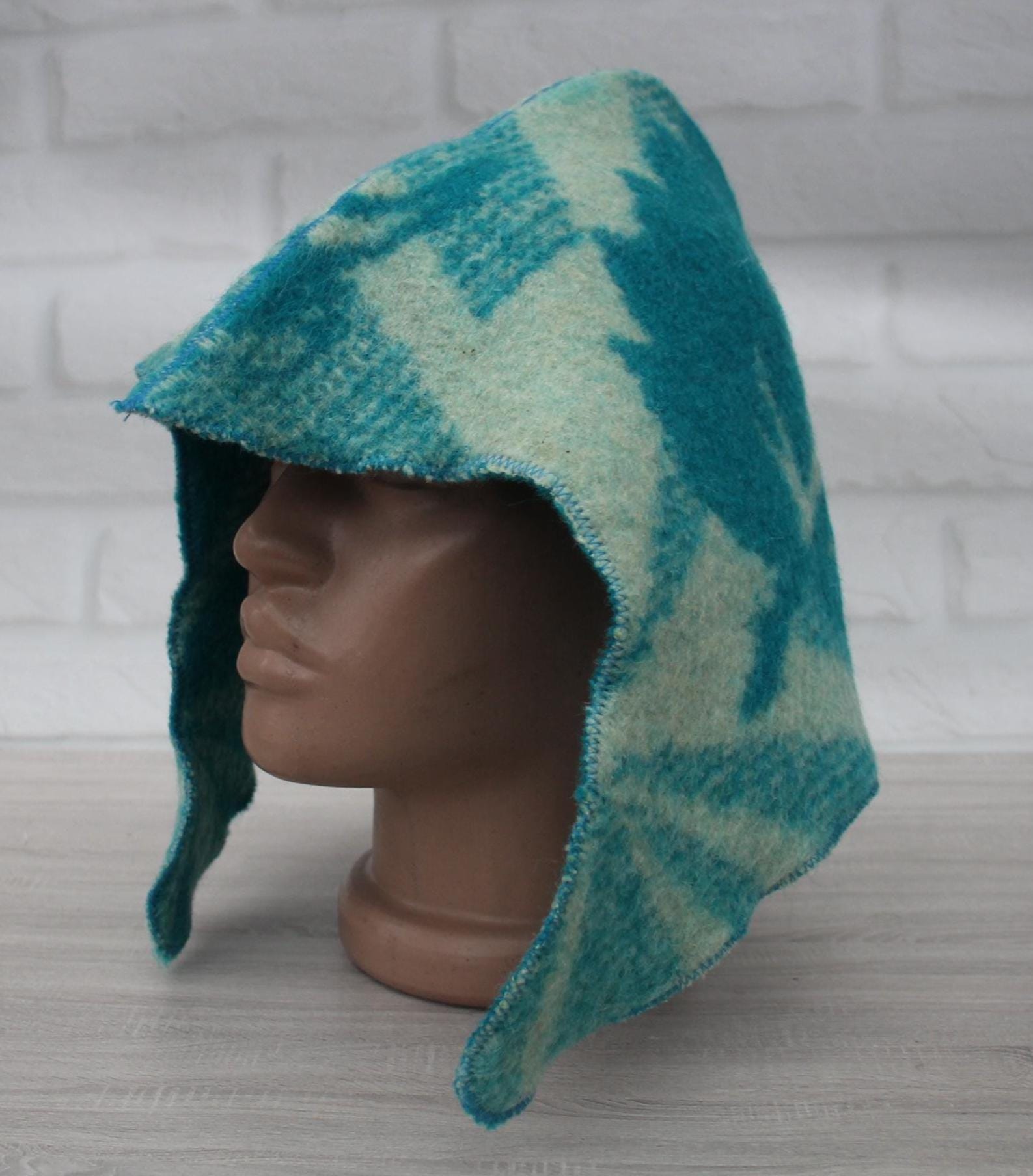 Sauna Hat 100% Natural Wool, handmade cool green blue sauna hat viking, sauna hat for men.