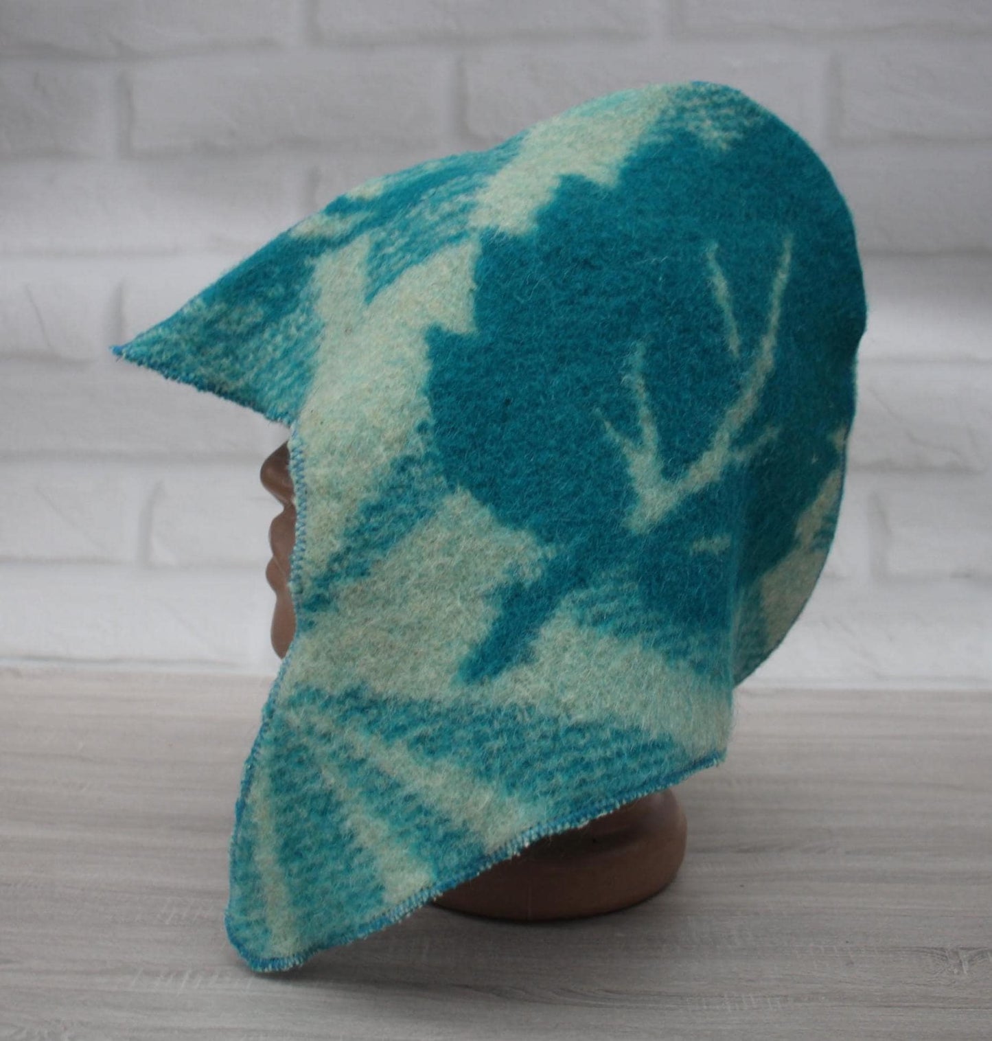Sauna Hat 100% Natural Wool, handmade cool green blue sauna hat viking, sauna hat for men.