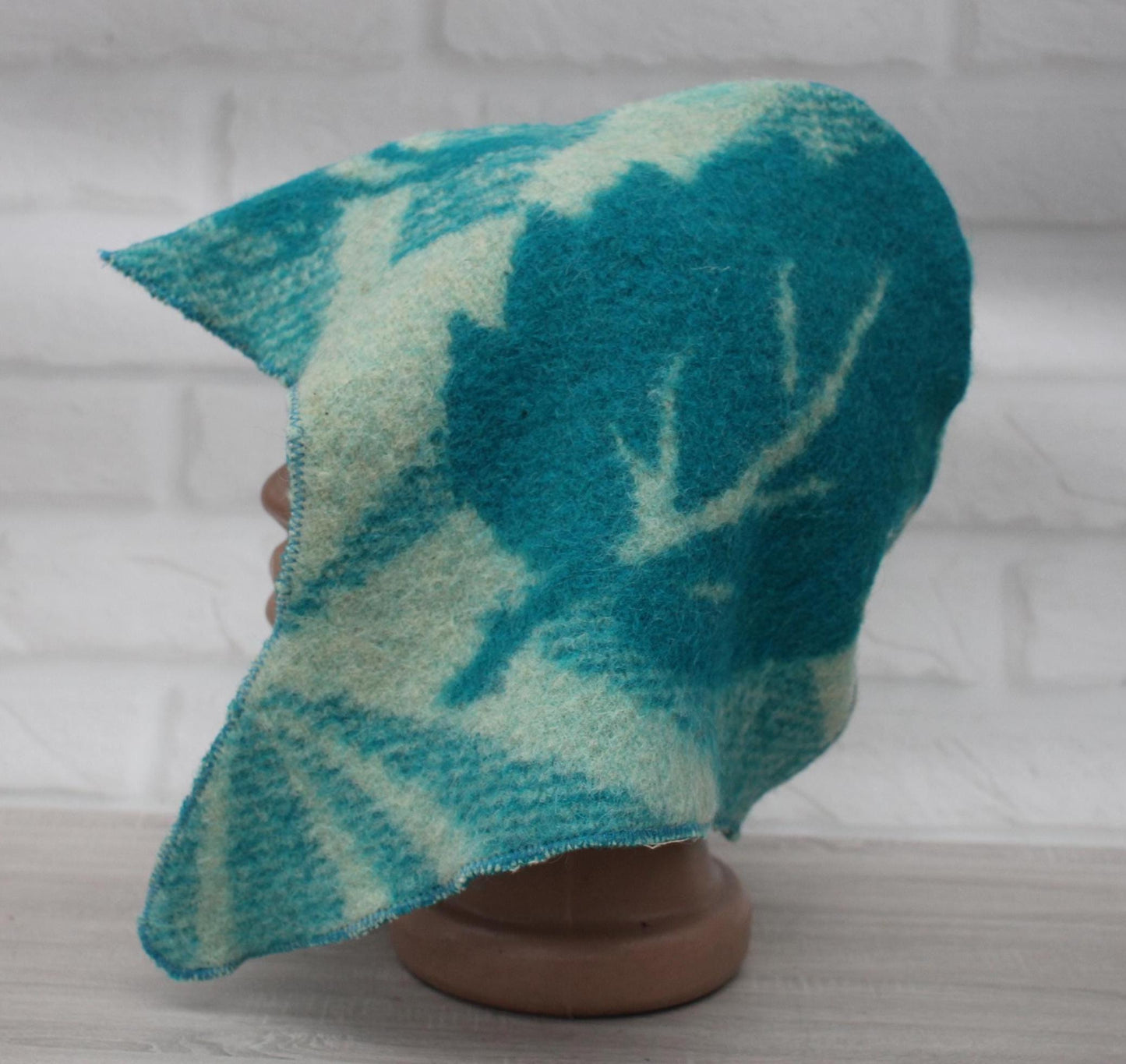 Sauna Hat 100% Natural Wool, handmade cool green blue sauna hat viking, sauna hat for men.