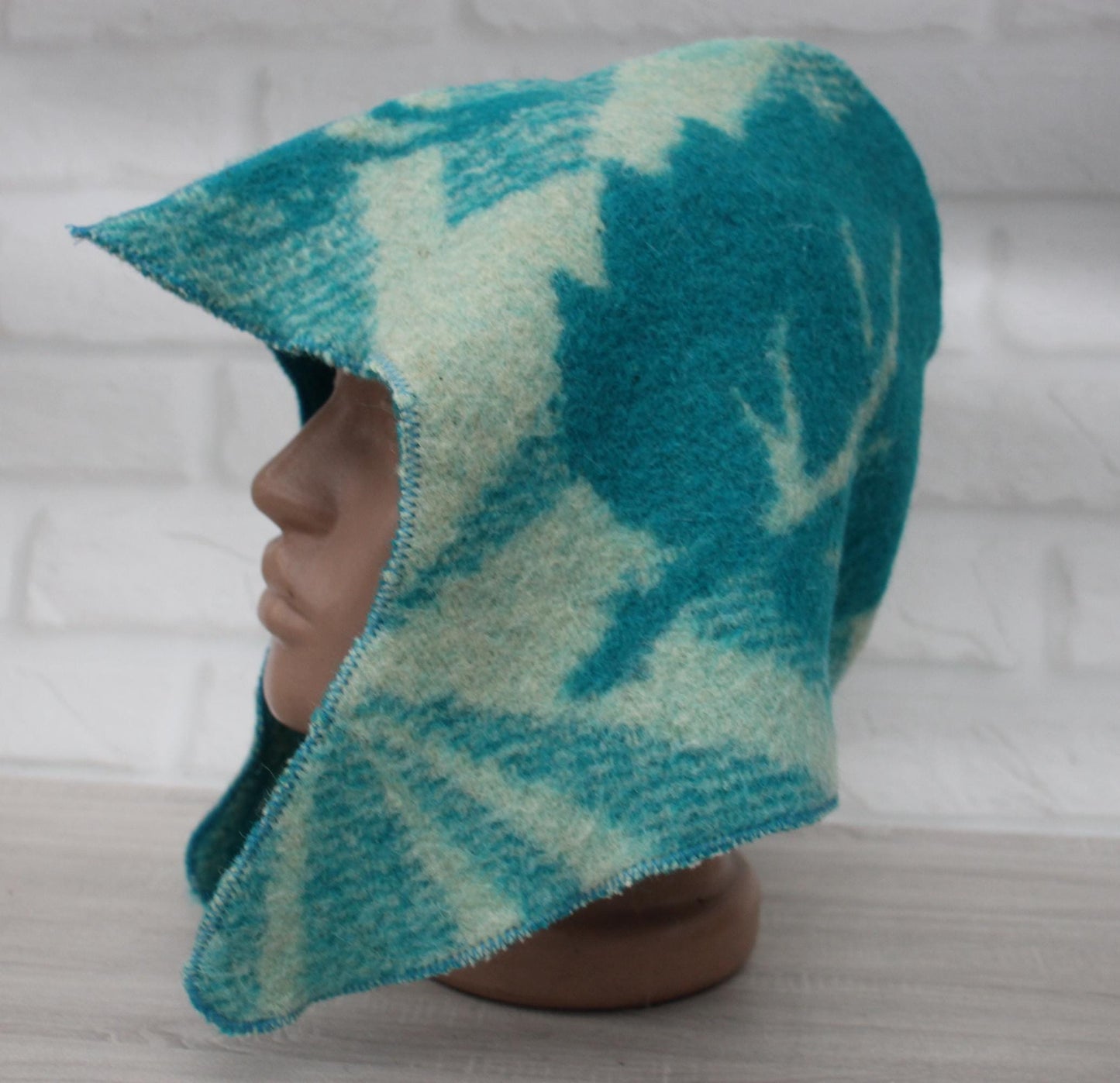 Sauna Hat 100% Natural Wool, handmade cool green blue sauna hat viking, sauna hat for men.