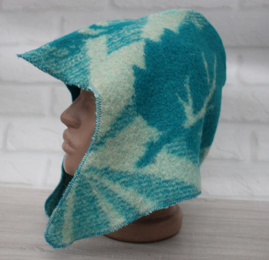 Sauna Hat 100% Natural Wool, handmade cool green blue sauna hat viking, sauna hat for men.
