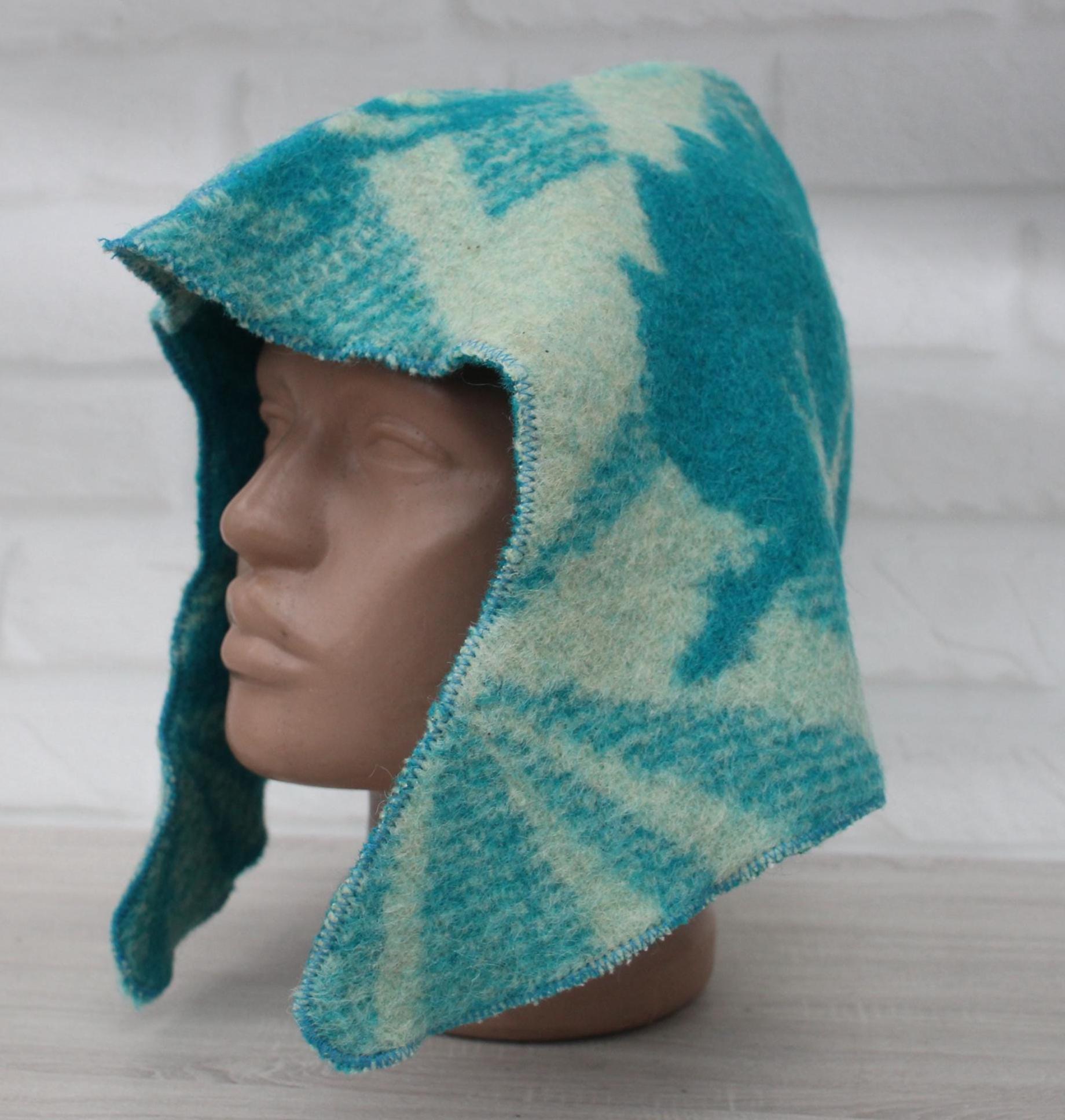Sauna Hat 100% Natural Wool, handmade cool green blue sauna hat viking, sauna hat for men.
