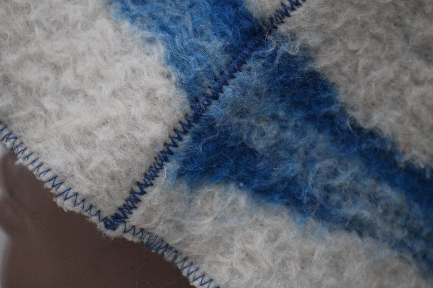 Wool Sauna Hat for Bath, Handmade blue Banya Hat.