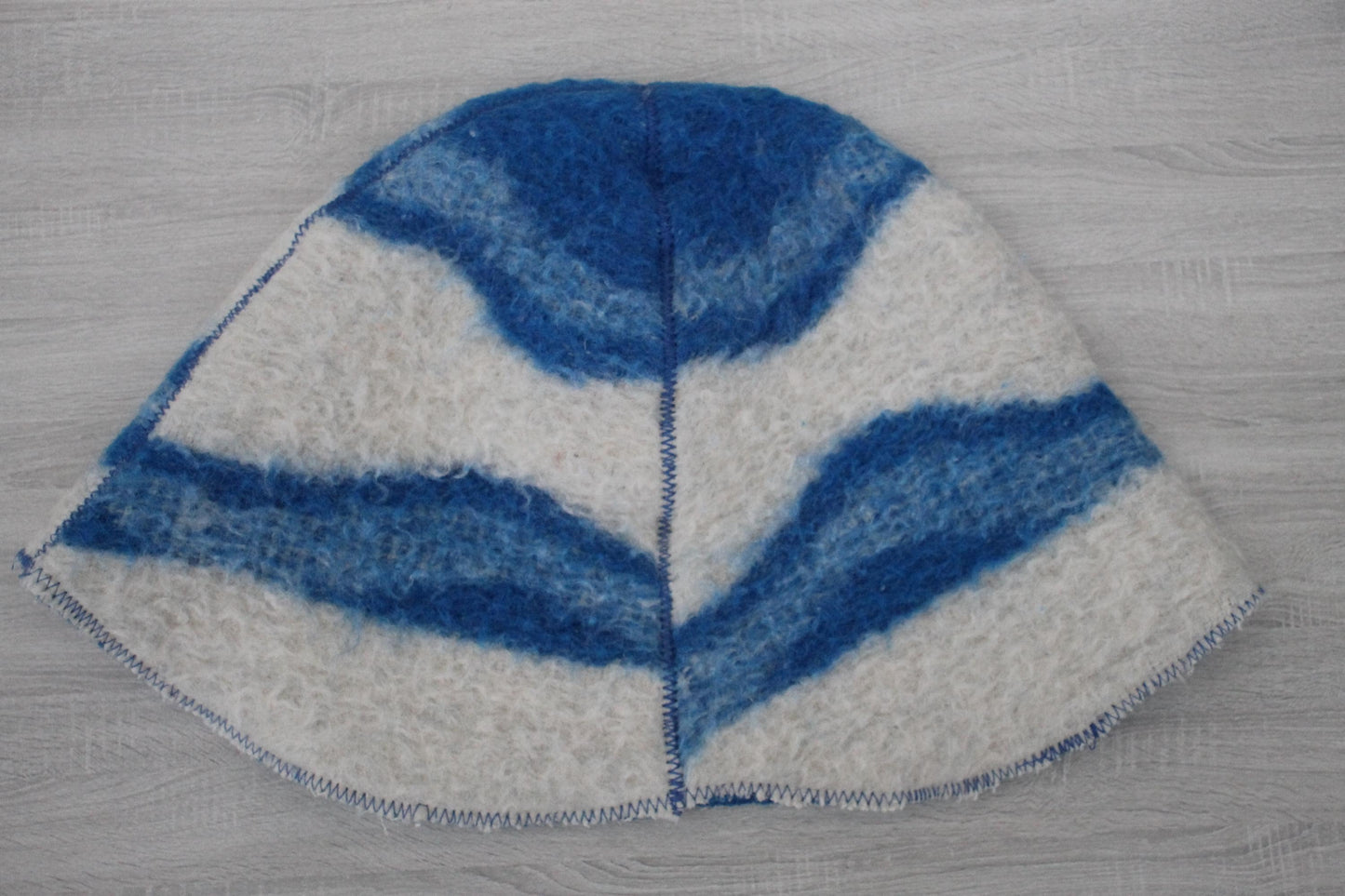 Wool Sauna Hat for Bath, Handmade blue Banya Hat.