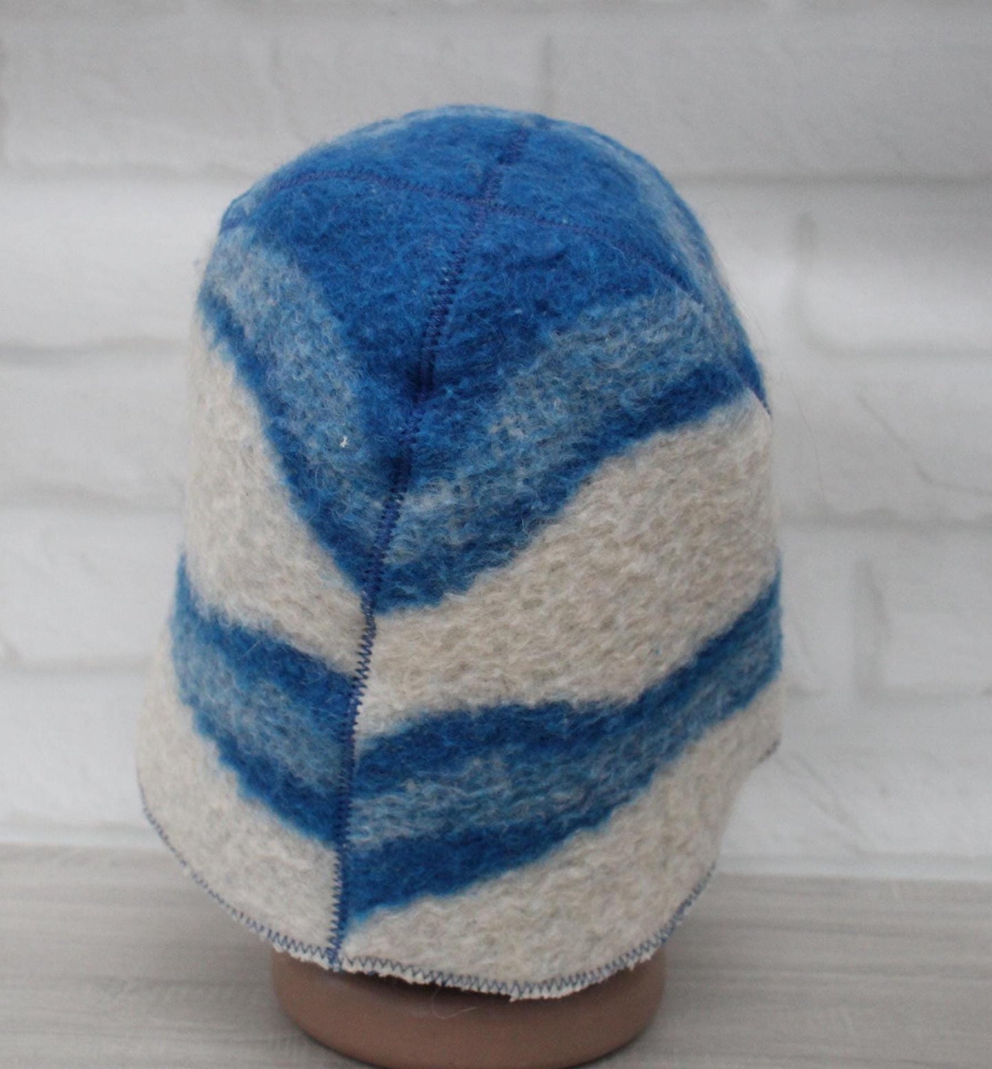 Wool Sauna Hat for Bath, Handmade blue Banya Hat.
