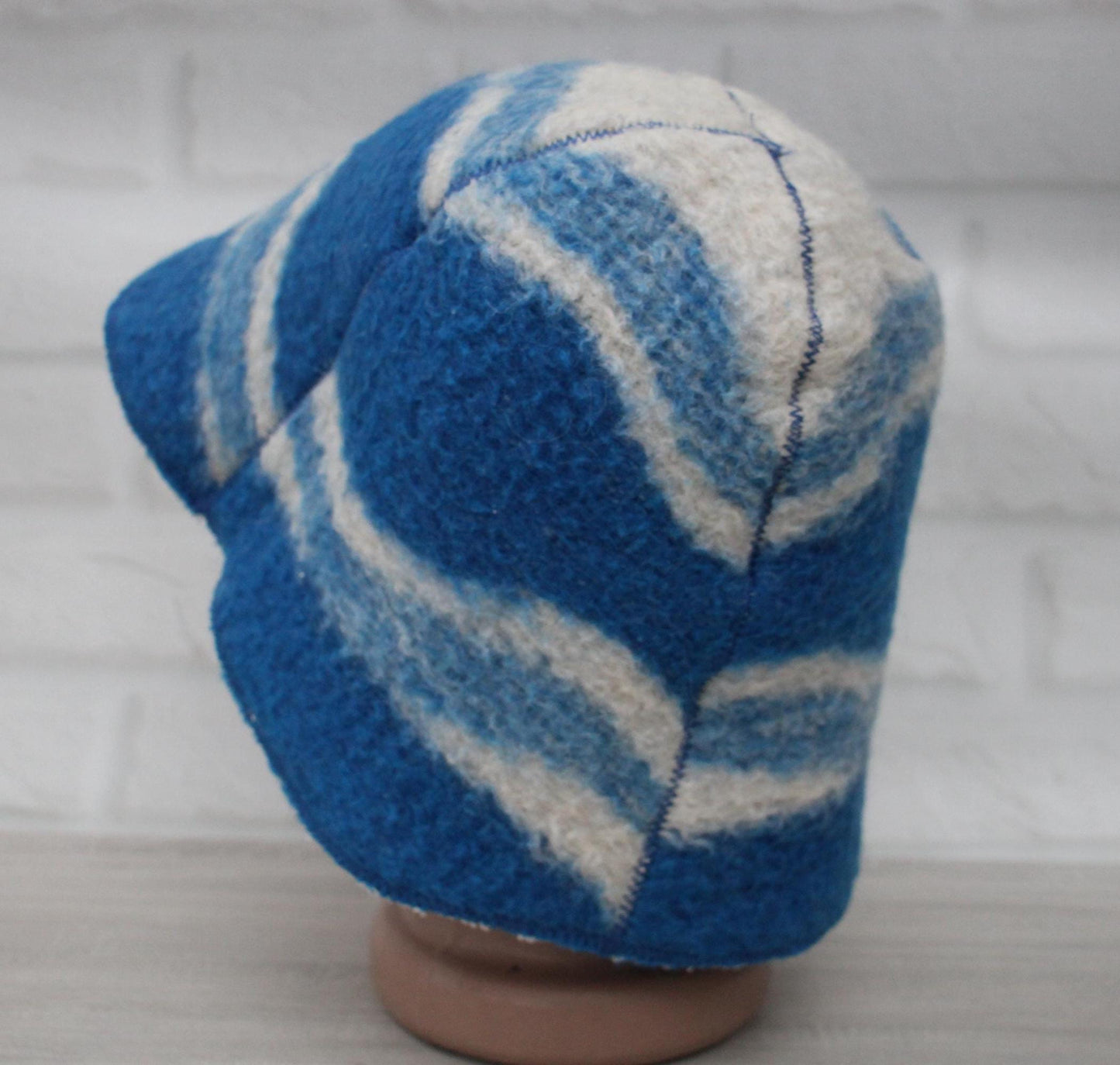 Wool Sauna Hat for Bath, Handmade blue Banya Hat.