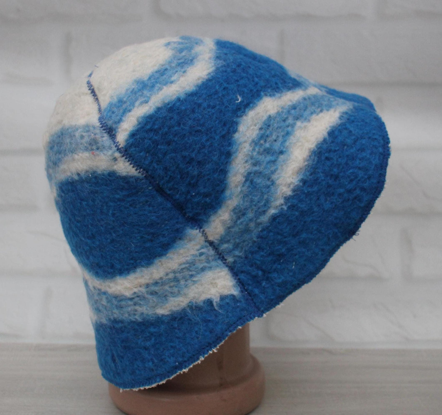 Wool Sauna Hat for Bath, Handmade blue Banya Hat.