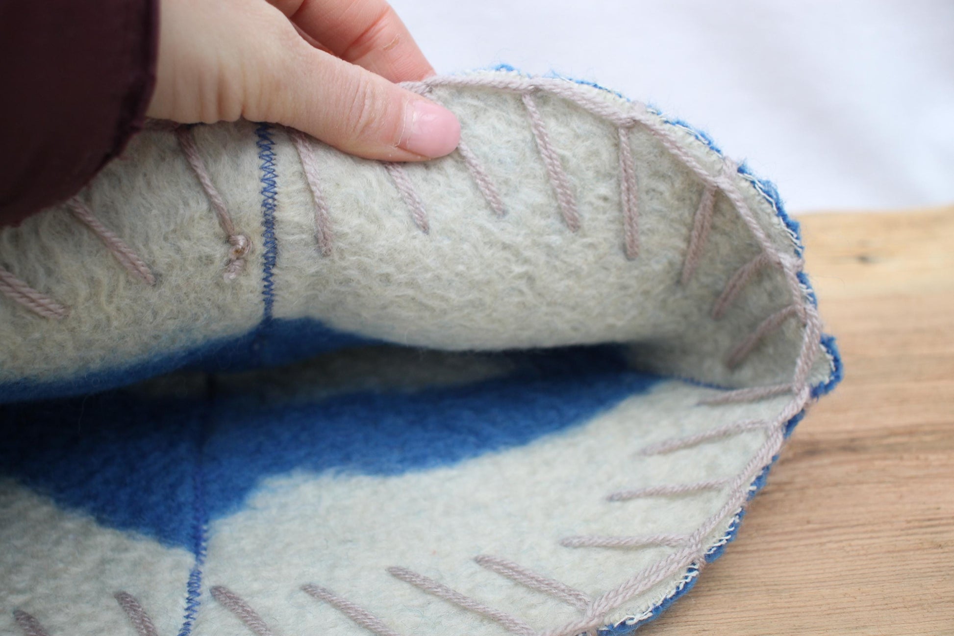 Wool Sauna Hat for Bath, Handmade blue Banya Hat.