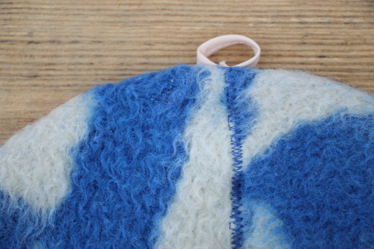 Wool Sauna Hat for Bath, Handmade blue Banya Hat.