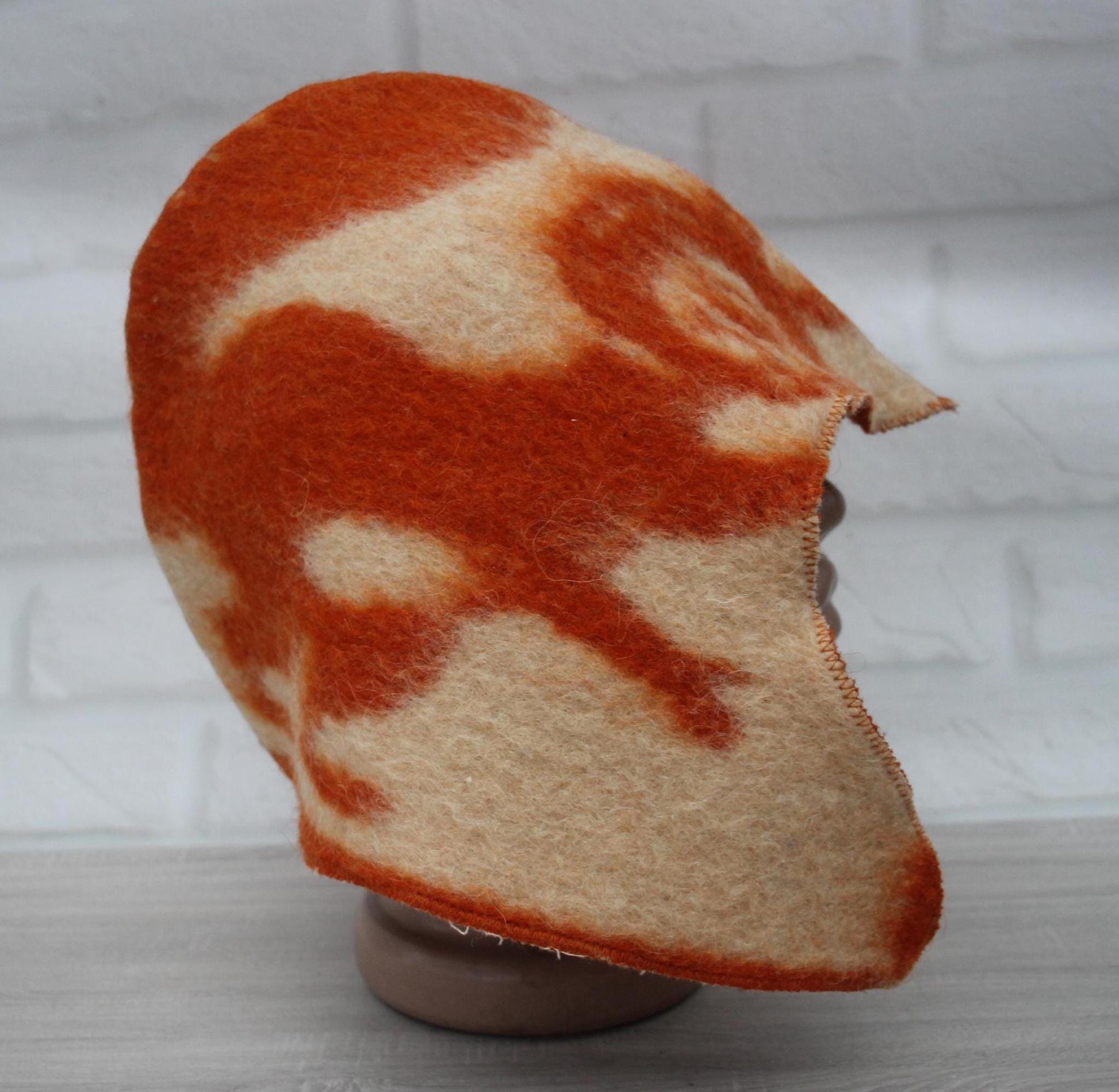 Sauna Hat 100% Natural Wool, handmade cool orange sauna hat viking, sauna hat for men.