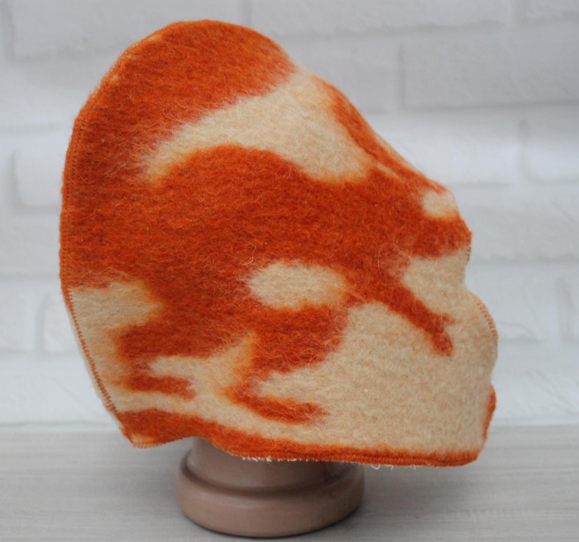 Sauna Hat 100% Natural Wool, handmade cool orange sauna hat viking, sauna hat for men.