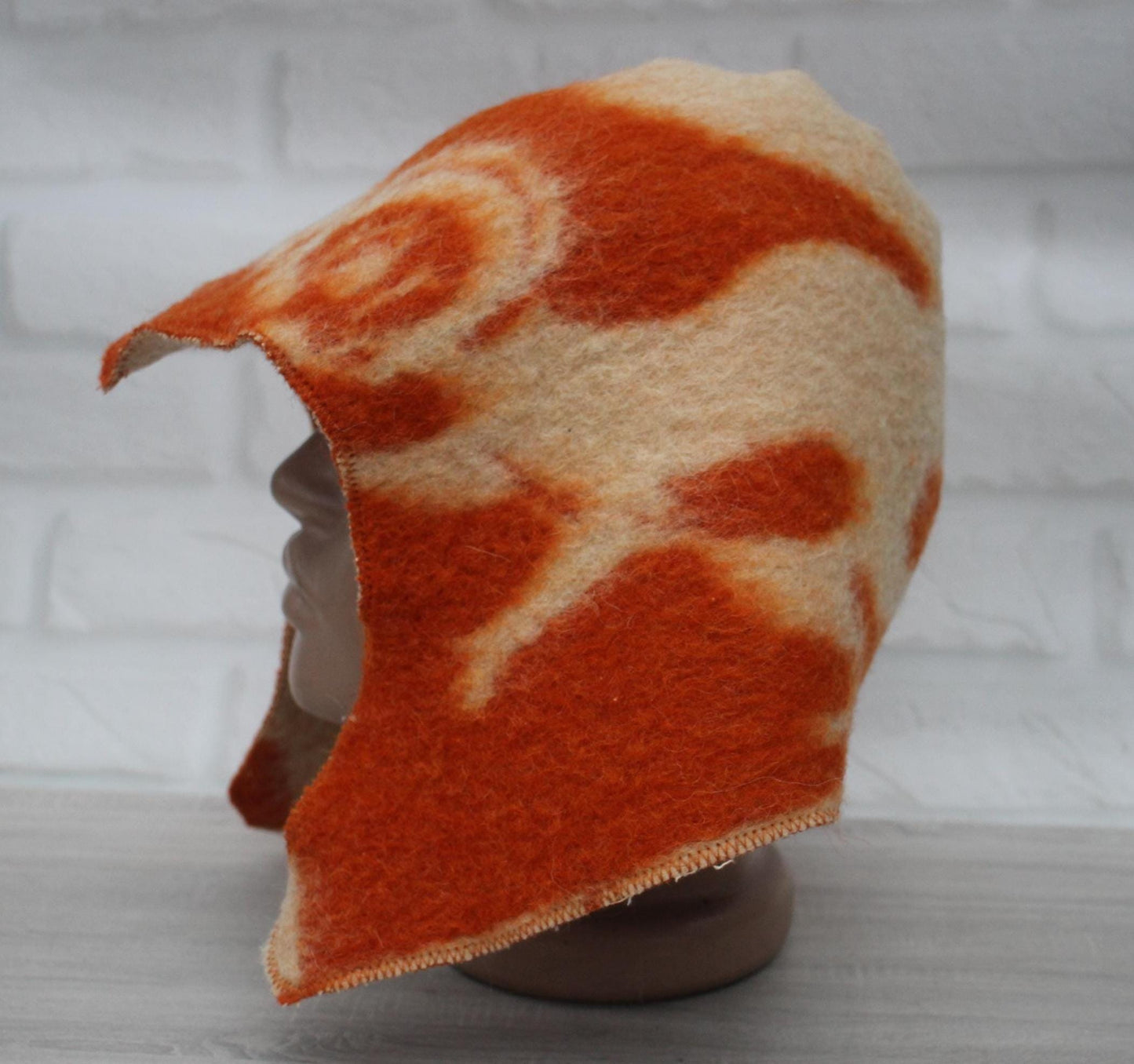 Sauna Hat 100% Natural Wool, handmade cool orange sauna hat viking, sauna hat for men.