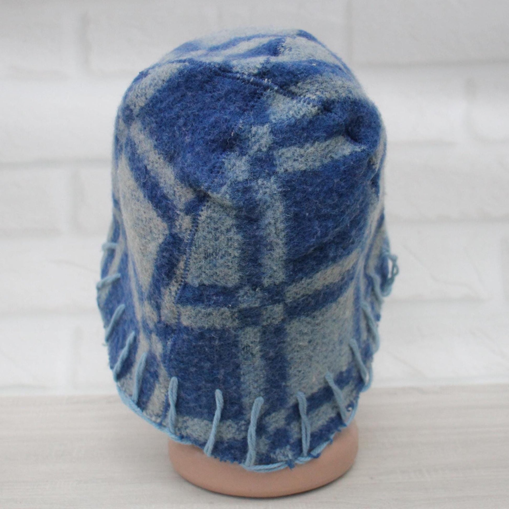 Wool Sauna Hat for Bath, Handmade blue Banya Hat.