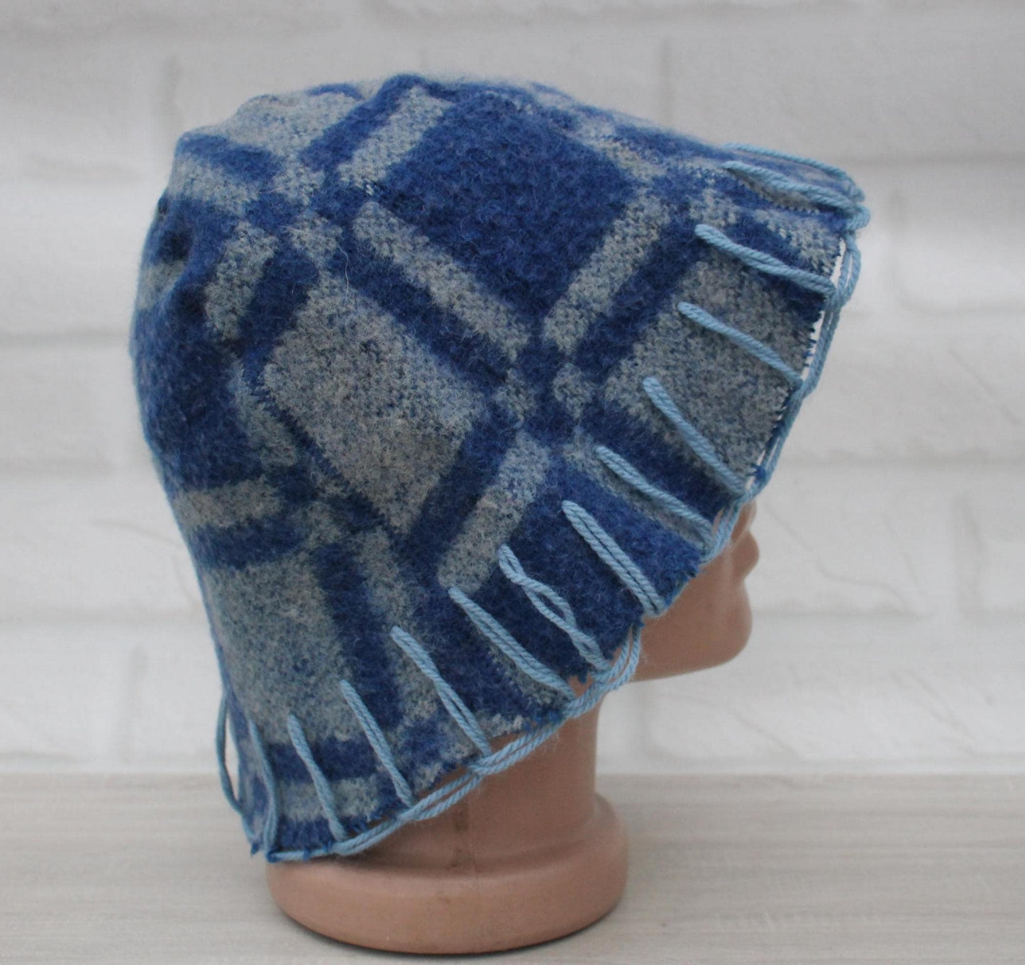 Wool Sauna Hat for Bath, Handmade blue Banya Hat.