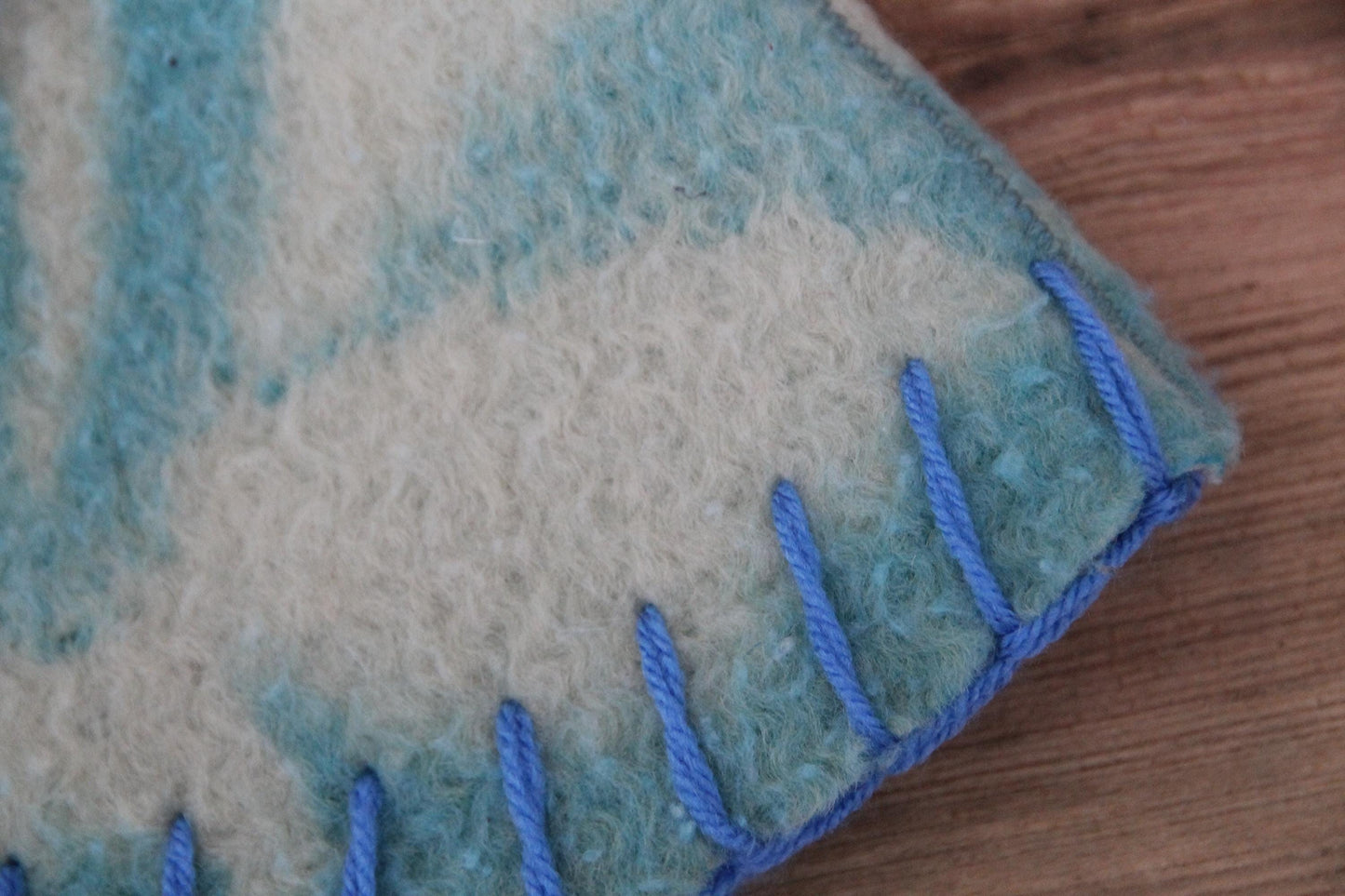 Wool Sauna Hat for Bath, Handmade blue Banya Hat.