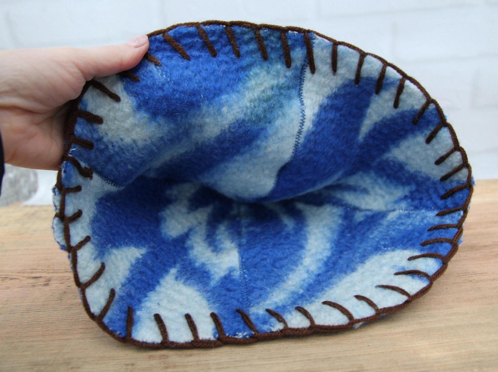 Wool Sauna Hat for Bath, Handmade blue Banya Hat.