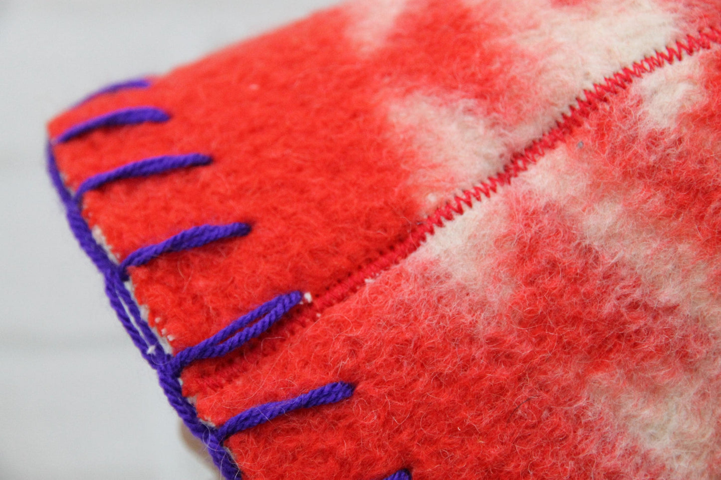 Wool Sauna Hat for Bath, Handmade red Banya Hat.