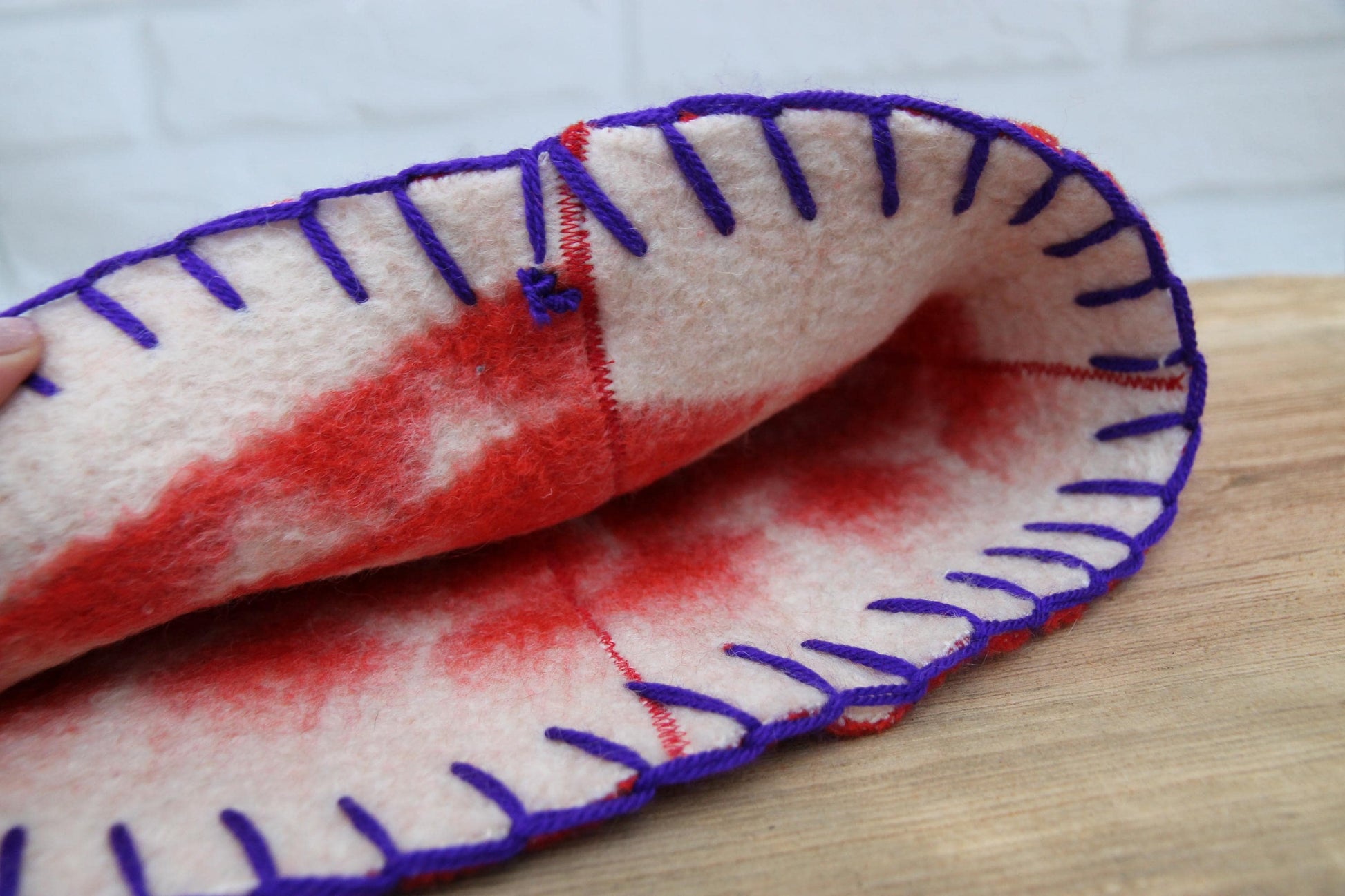 Wool Sauna Hat for Bath, Handmade red Banya Hat.