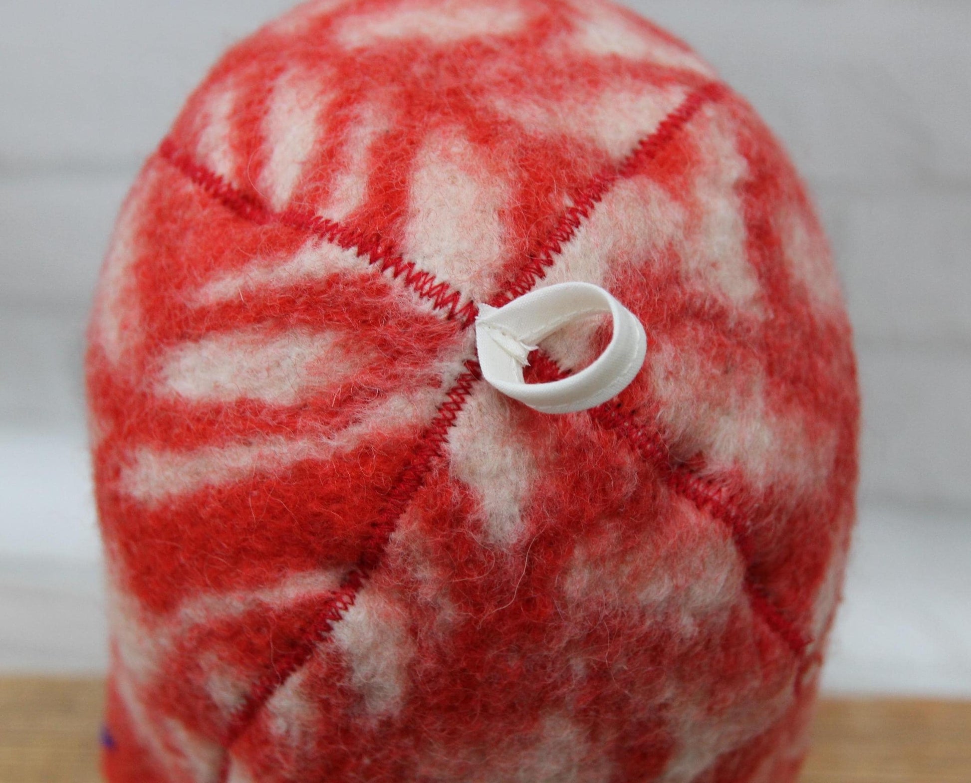 Wool Sauna Hat for Bath, Handmade red Banya Hat.