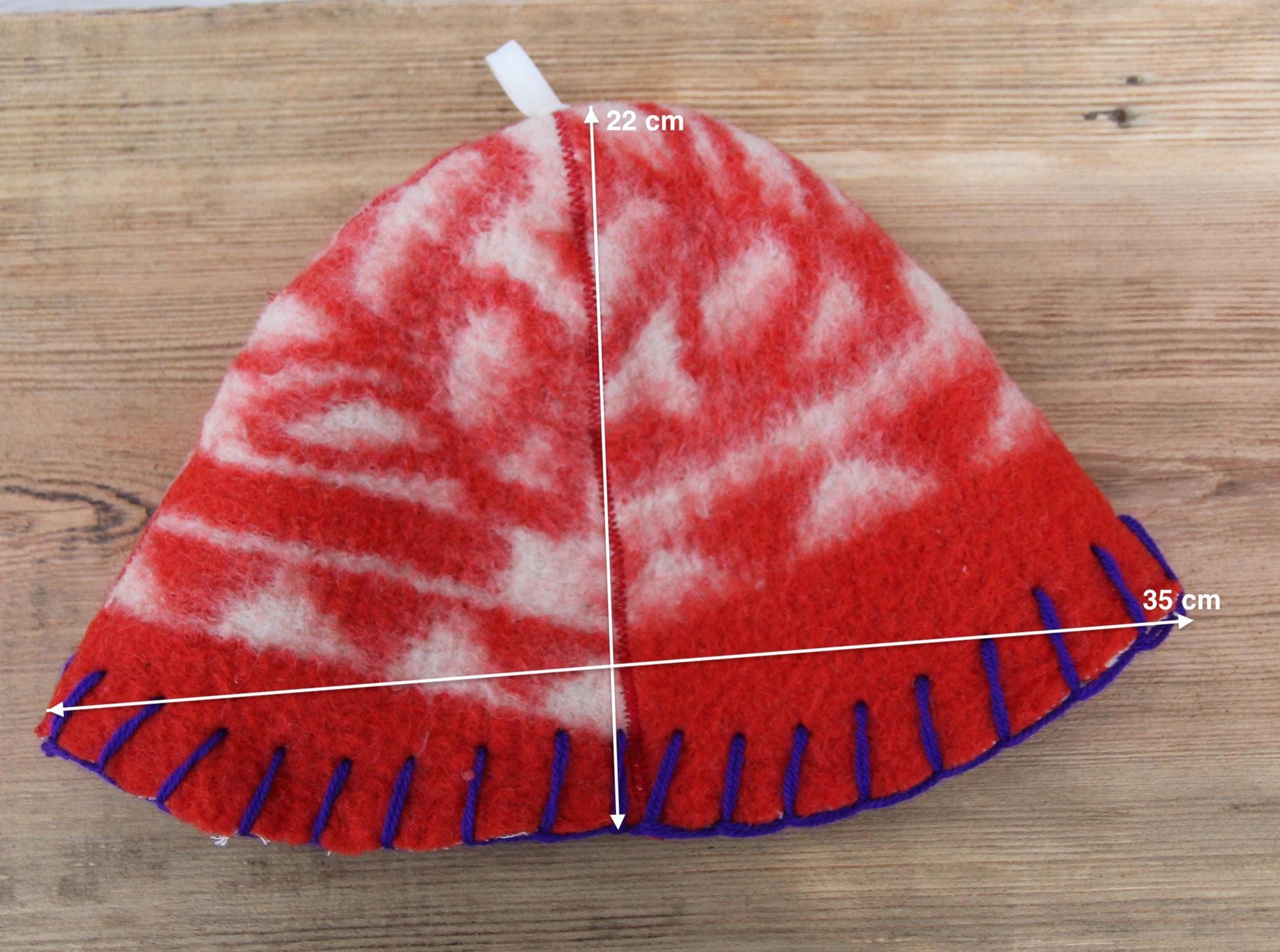 Wool Sauna Hat for Bath, Handmade red Banya Hat.