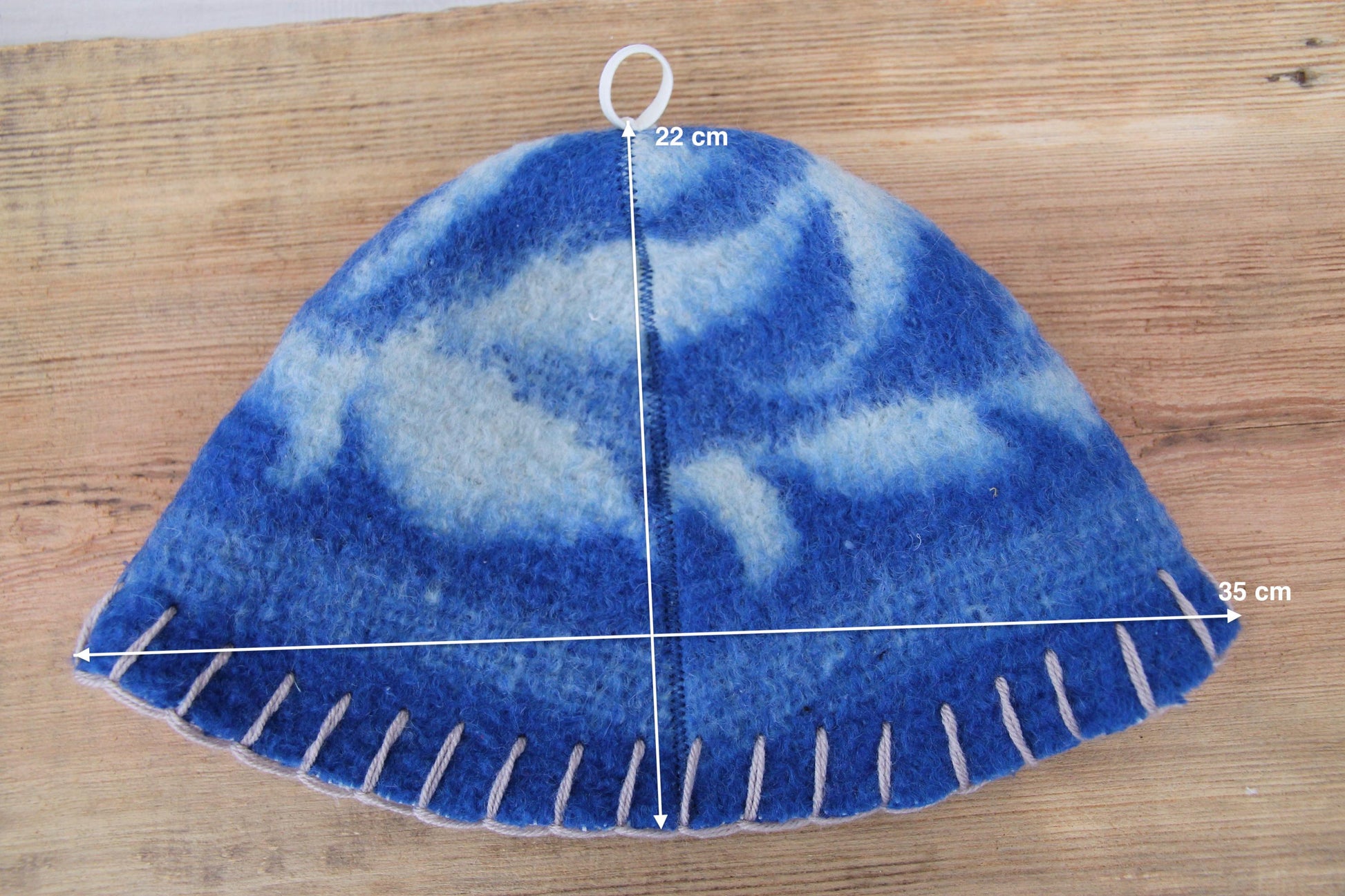 Wool Sauna Hat for Bath, Handmade blue Banya Hat.