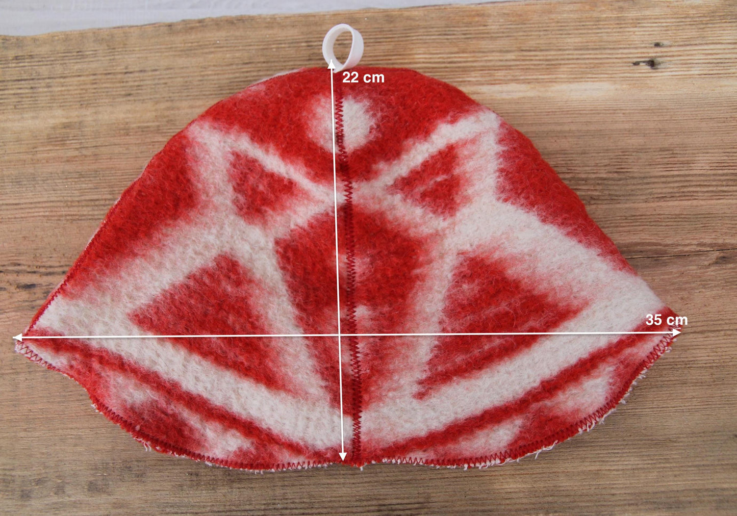 Wool Sauna Hat for Bath, Handmade red Banya Hat.