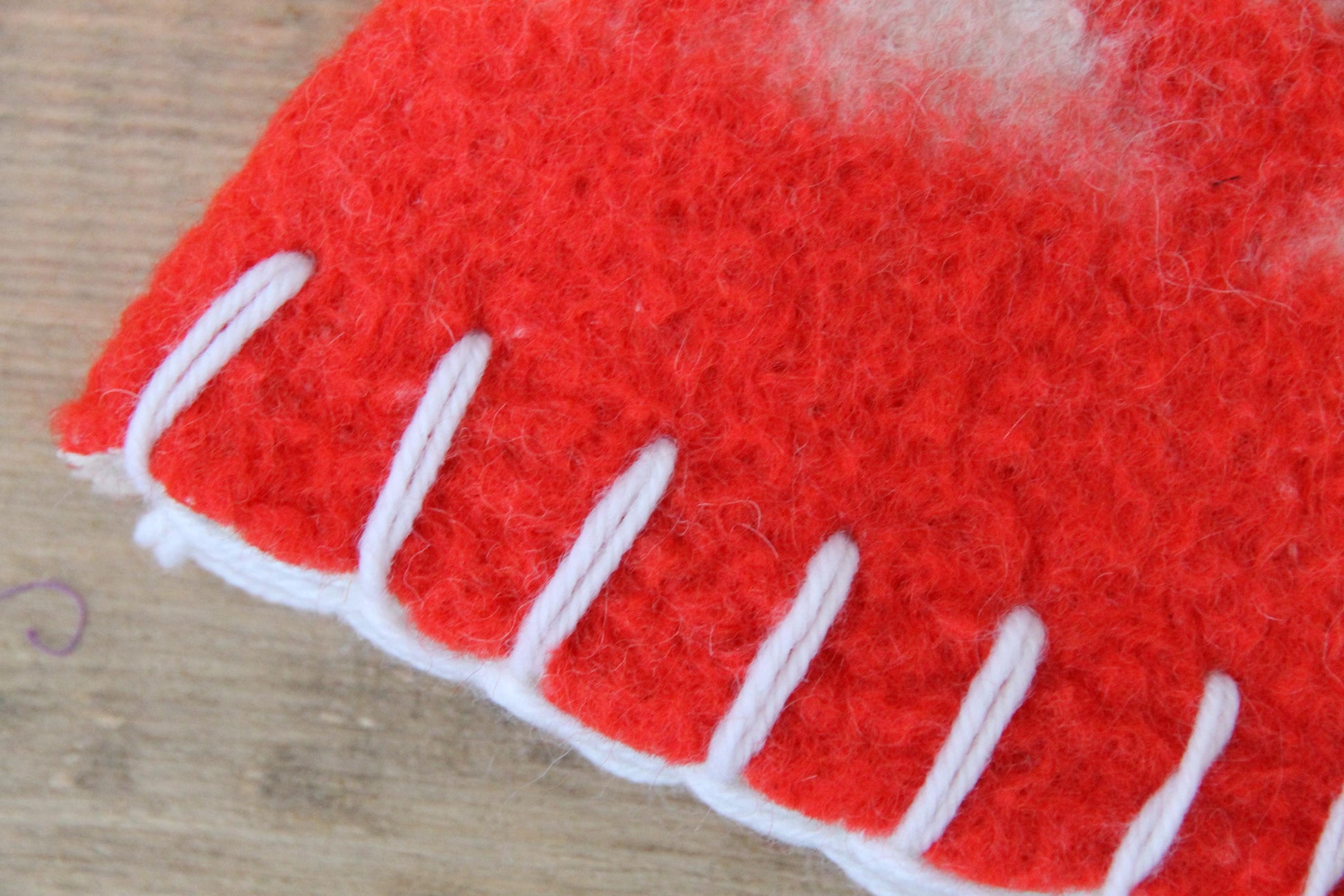 Wool Sauna Hat for Bath, Handmade red Banya Hat.