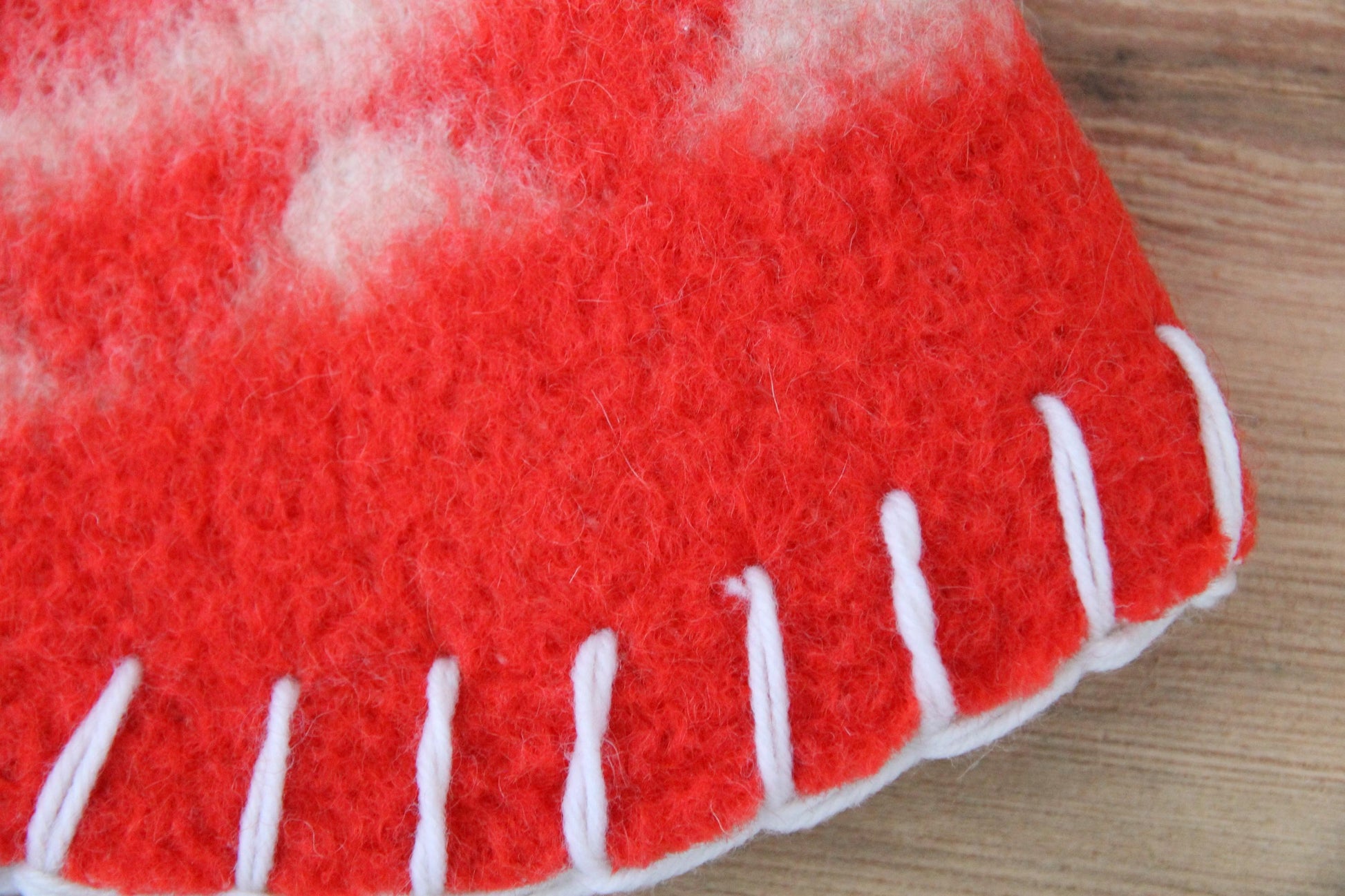 Wool Sauna Hat for Bath, Handmade red Banya Hat.