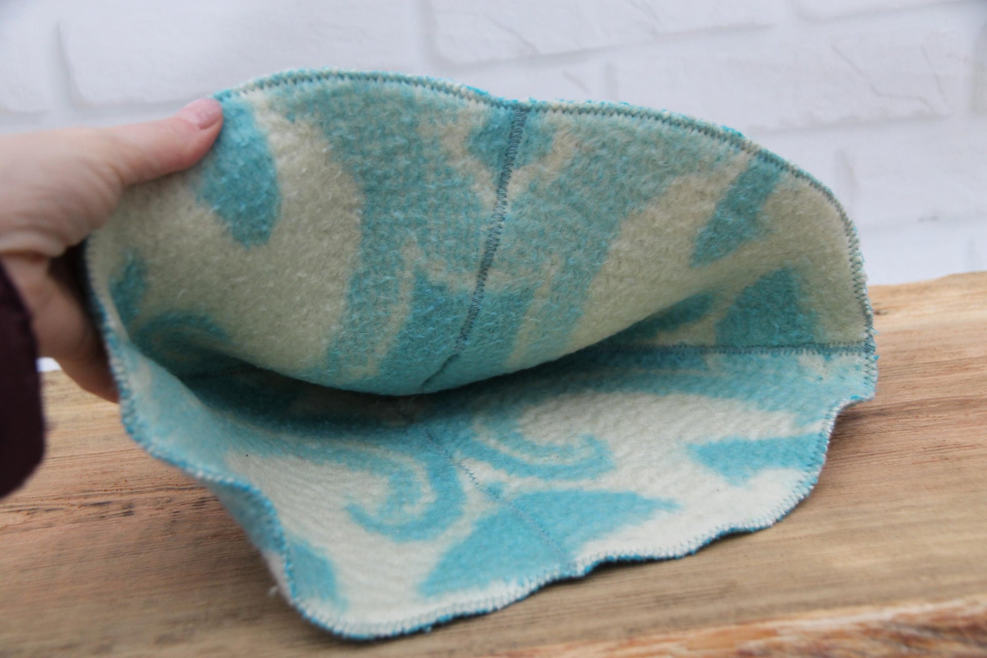 Wool Sauna Hat for Bath, Handmade blue Banya Hat.