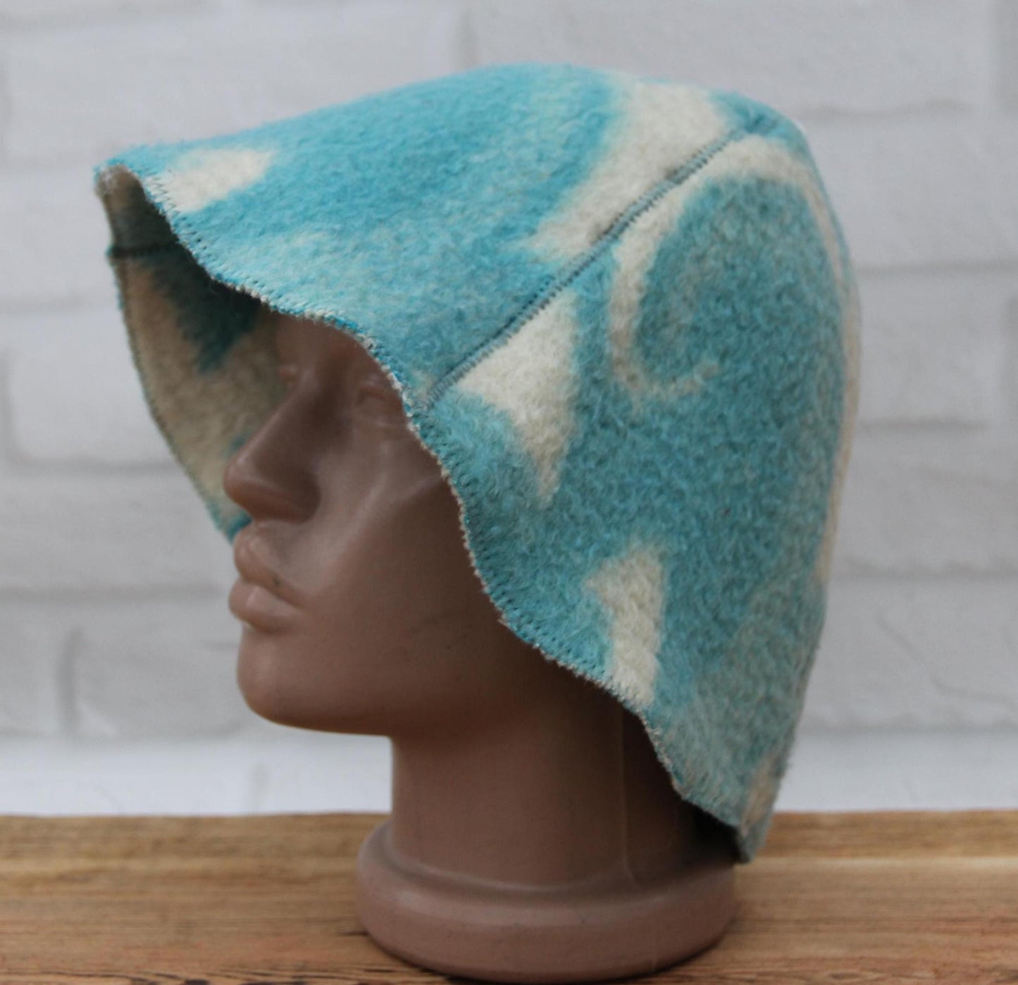 Wool Sauna Hat for Bath, Handmade blue Banya Hat.