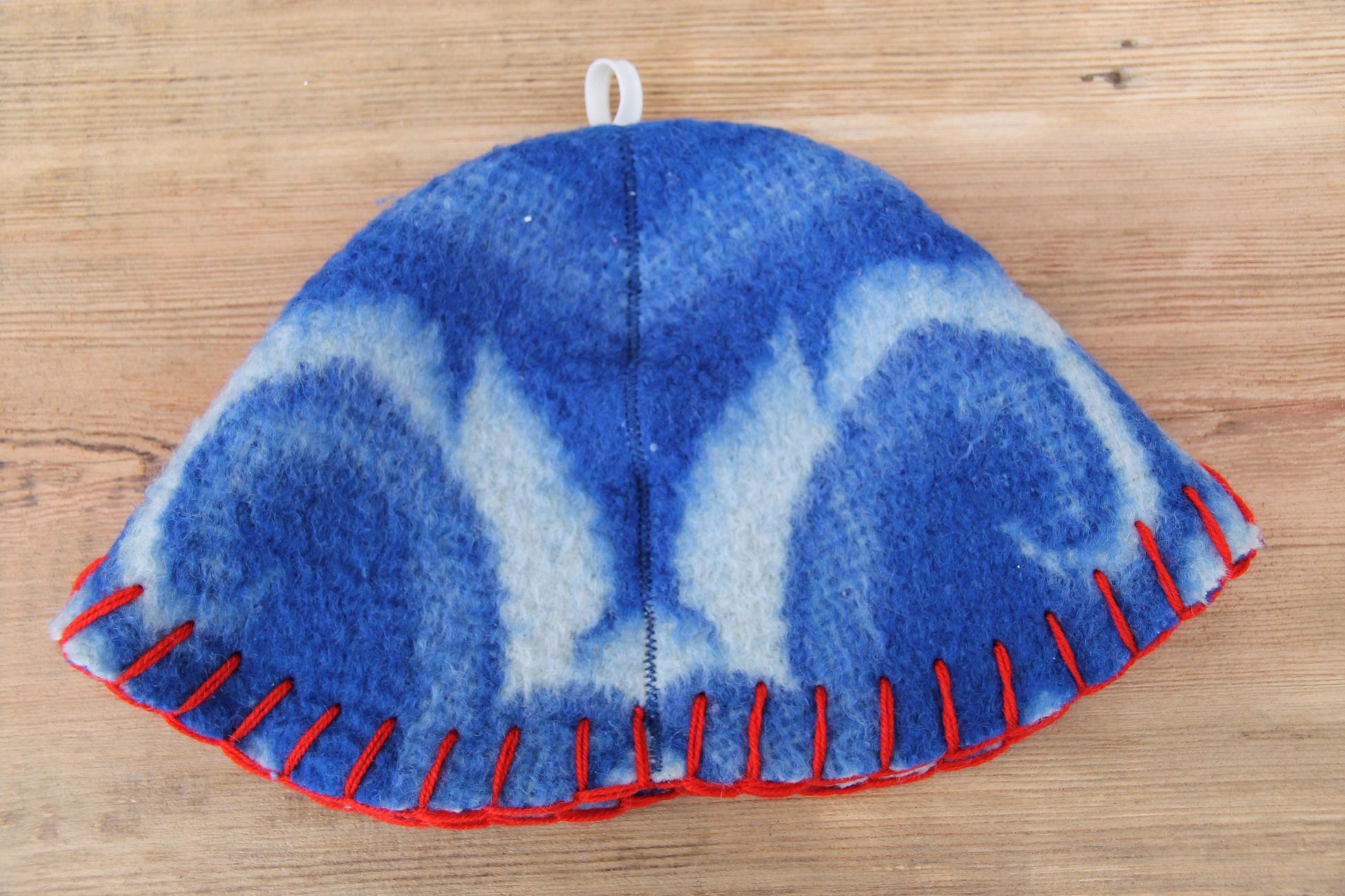 Wool Sauna Hat for Bath, Handmade blue Banya Hat.