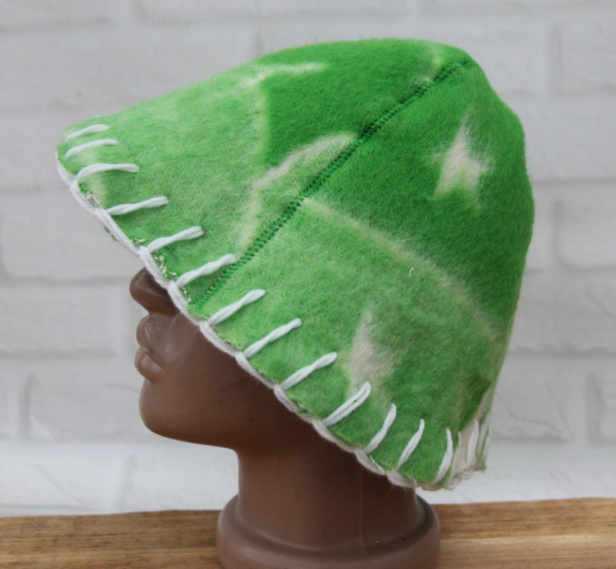 Sauna hat wool, green banya hat, sauna accessories, flower wool sauna hat, custom felt sauna hat, bucket hat, double-sided hat