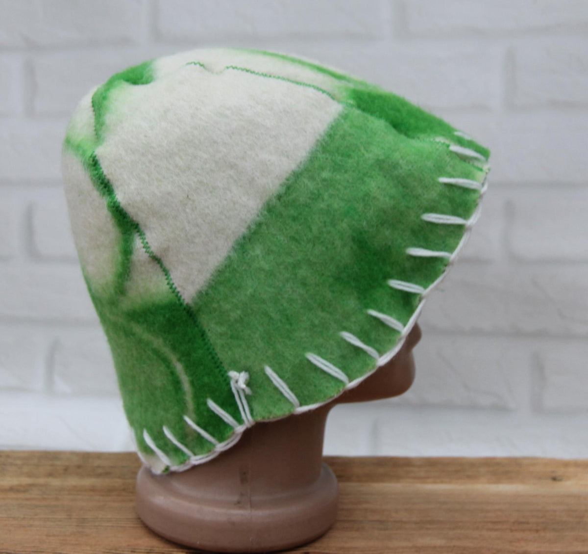 Sauna hat wool, green banya hat, sauna accessories, flower wool sauna hat, custom felt sauna hat, bucket hat, double-sided hat