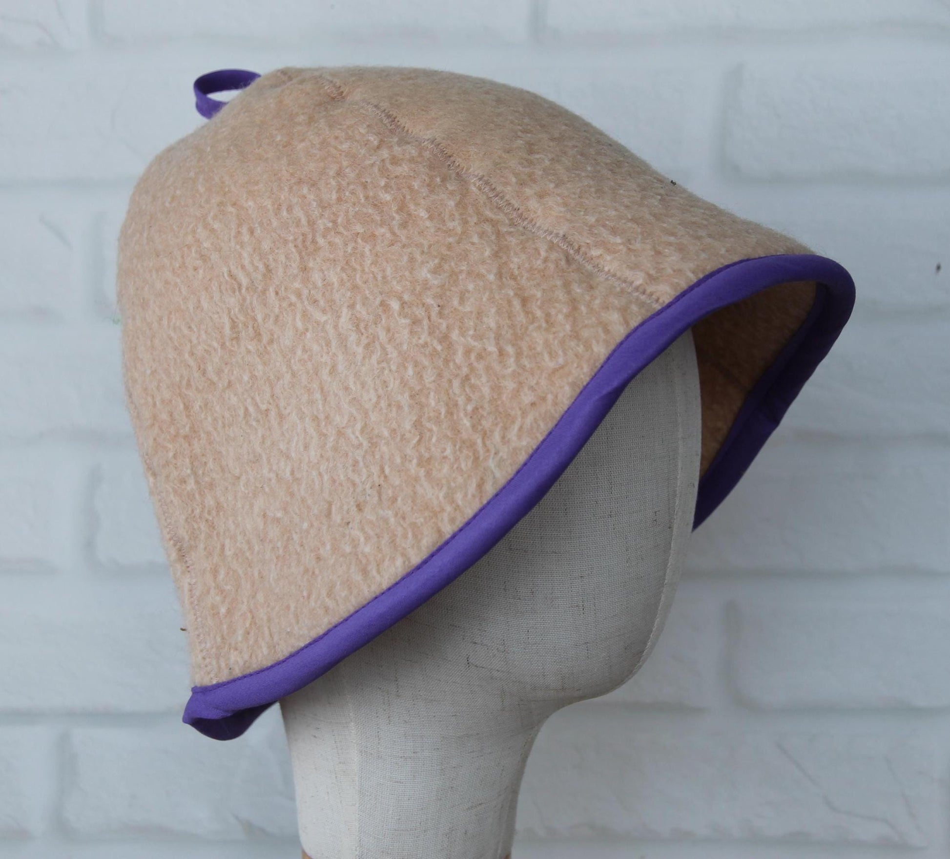100% wool sauna hat thick, large hat for a bath,embrodiered organic sauna beige hat cool, handmade banya hat.