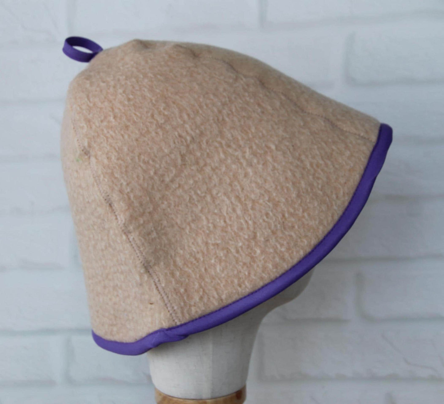 100% wool sauna hat thick, large hat for a bath,embrodiered organic sauna beige hat cool, handmade banya hat.