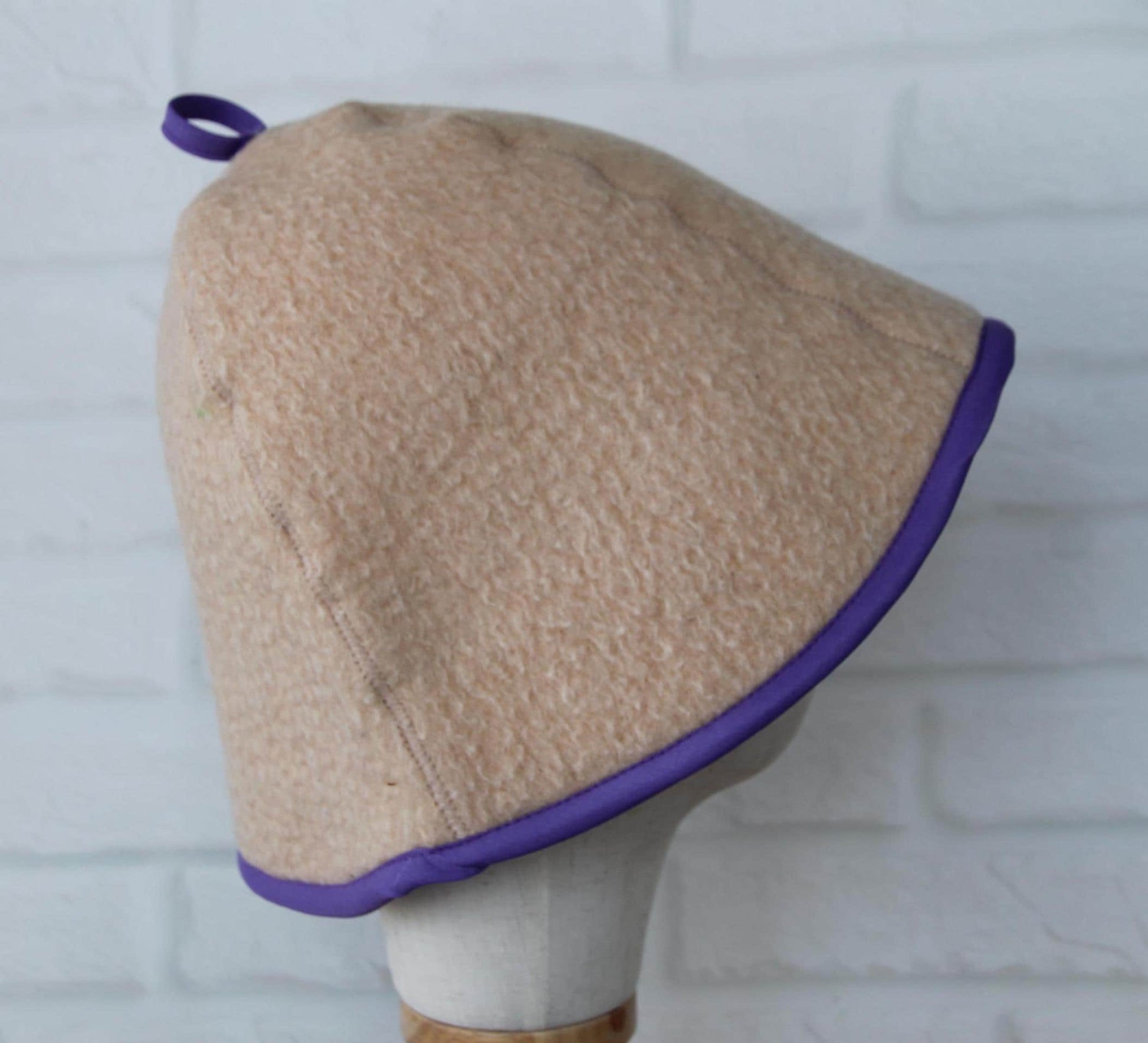 100% wool sauna hat thick, large hat for a bath,embrodiered organic sauna beige hat cool, handmade banya hat.