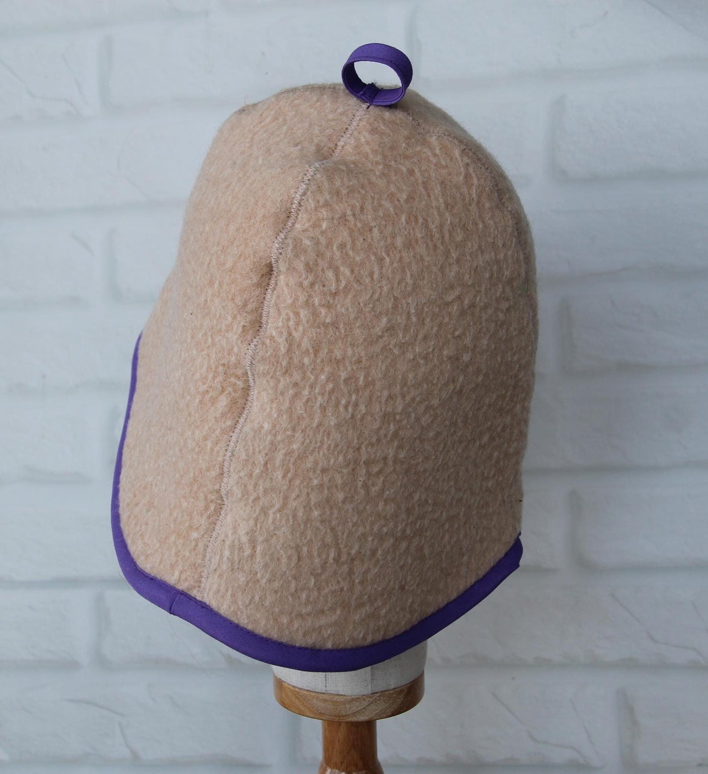 100% wool sauna hat thick, large hat for a bath,embrodiered organic sauna beige hat cool, handmade banya hat.