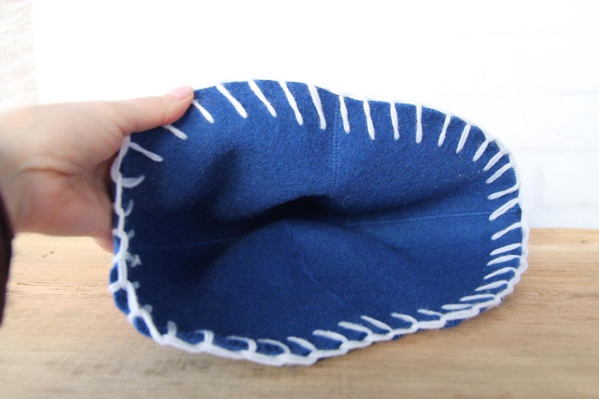 Wool Sauna Hat for Bath, Handmade blue Banya Hat.