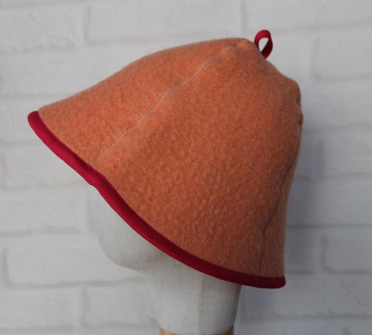 100% wool sauna hat thick, large hat for a bath,embrodiered organic sauna pink hat cool, handmade banya hat.